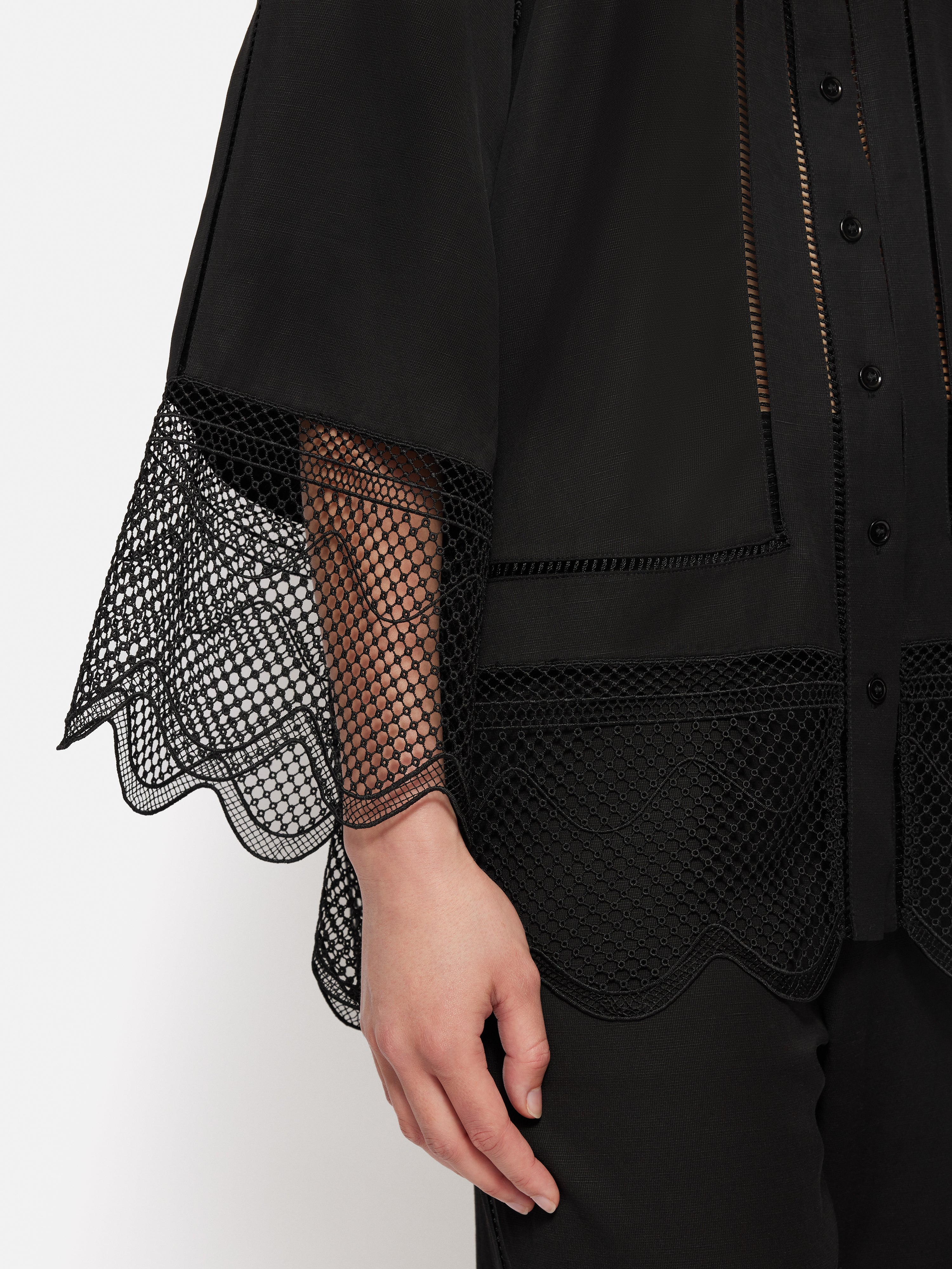 Scallop Trim Shirt | Black - Image 4
