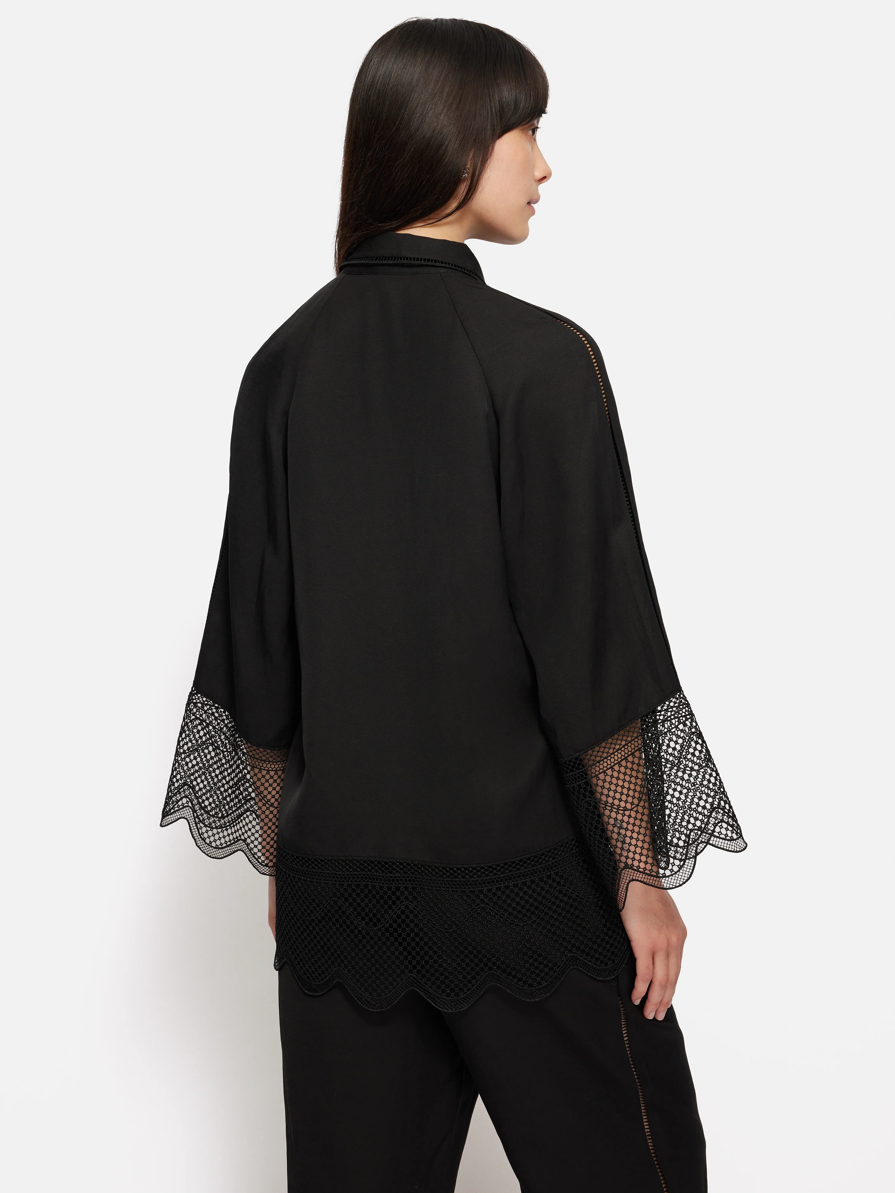 Scallop Trim Shirt | Black - Image 5