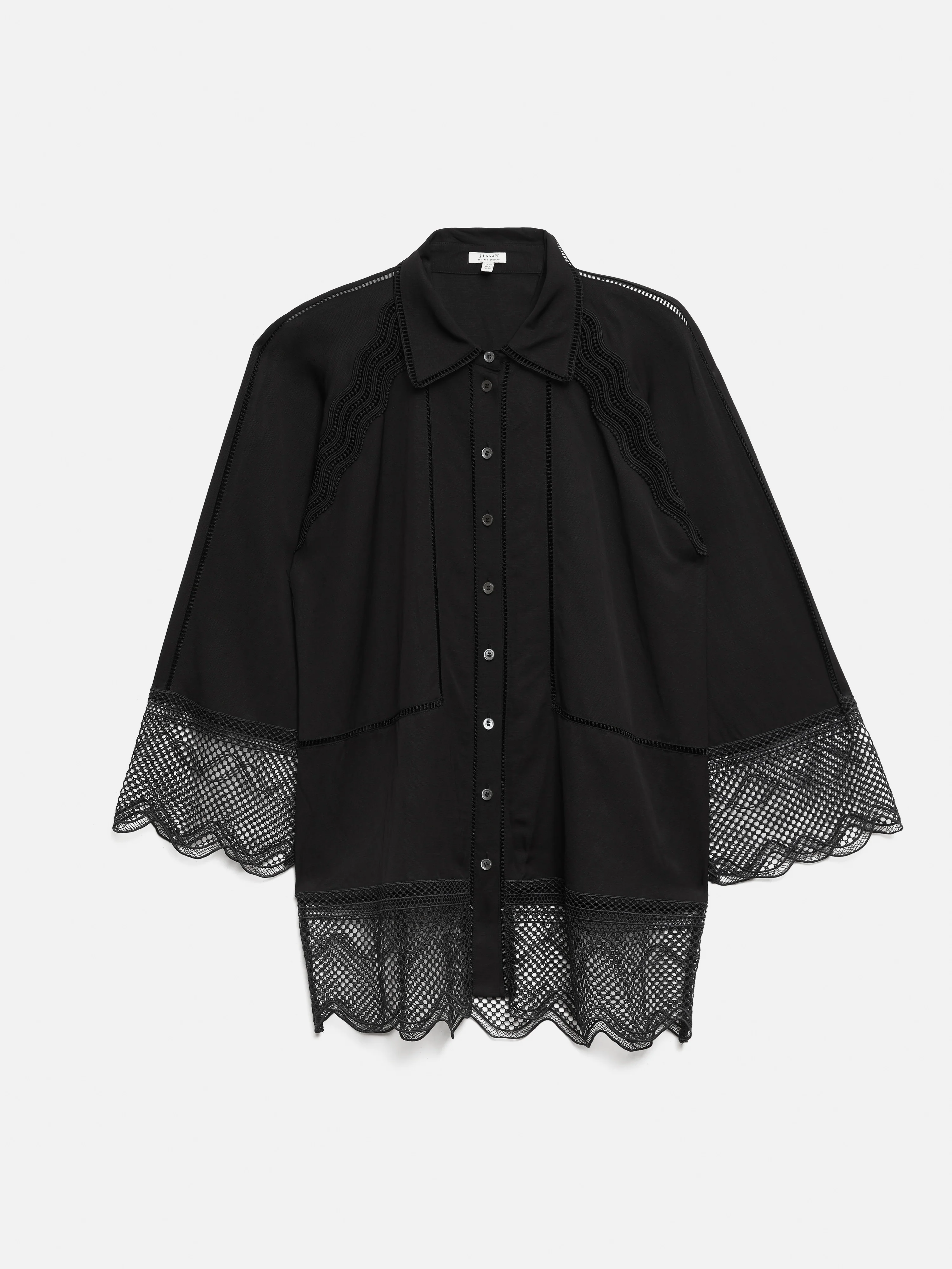Scallop Trim Shirt | Black - Image 8