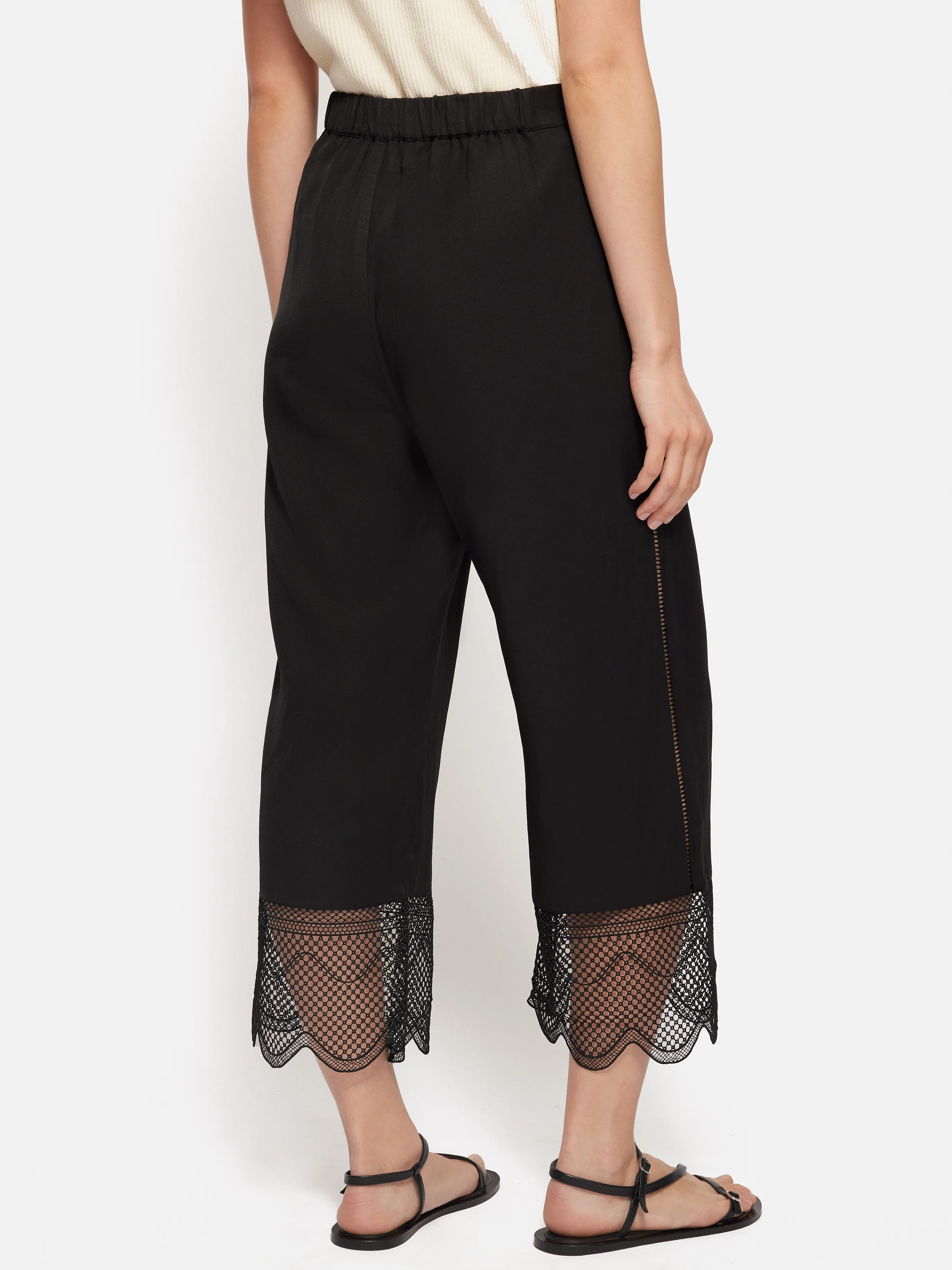 Scallop Trim Trouser | Black - Image 5