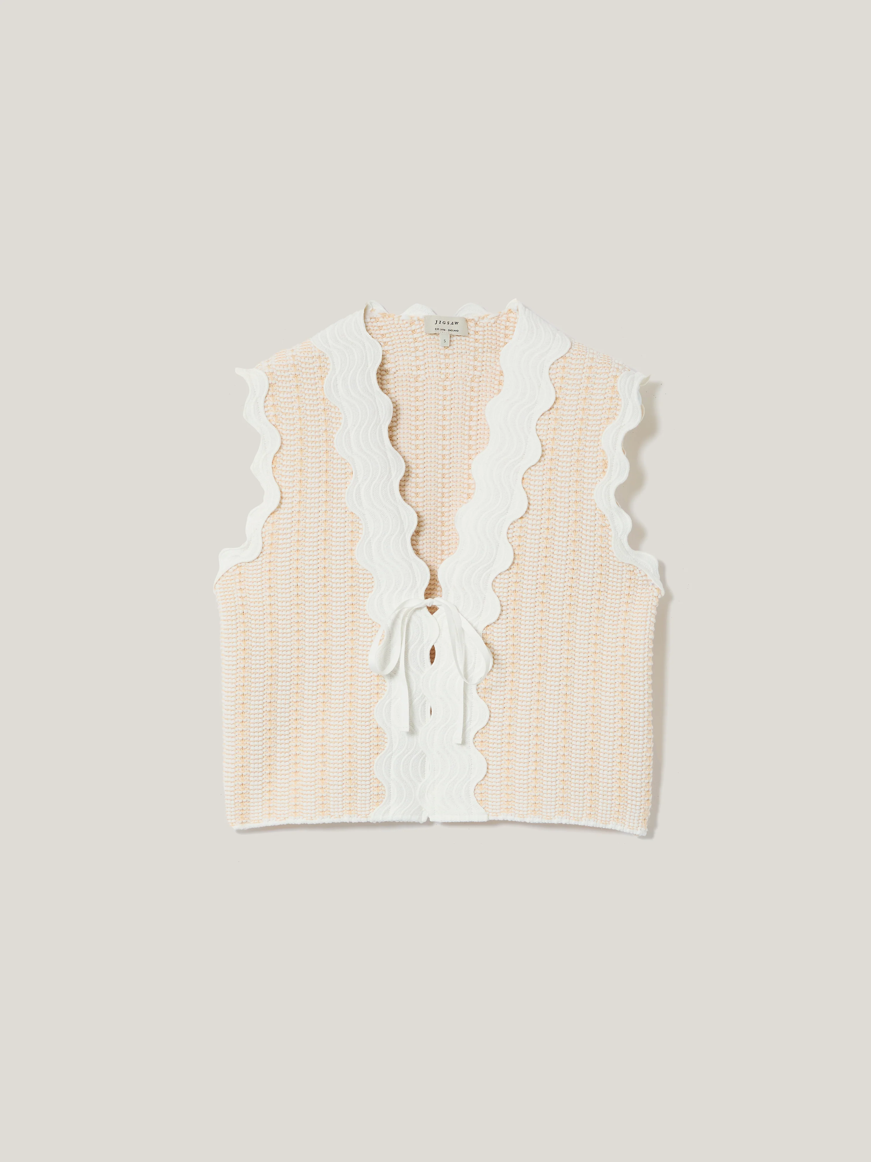 Scallop Trim Waistcoat | Cream - Image 5
