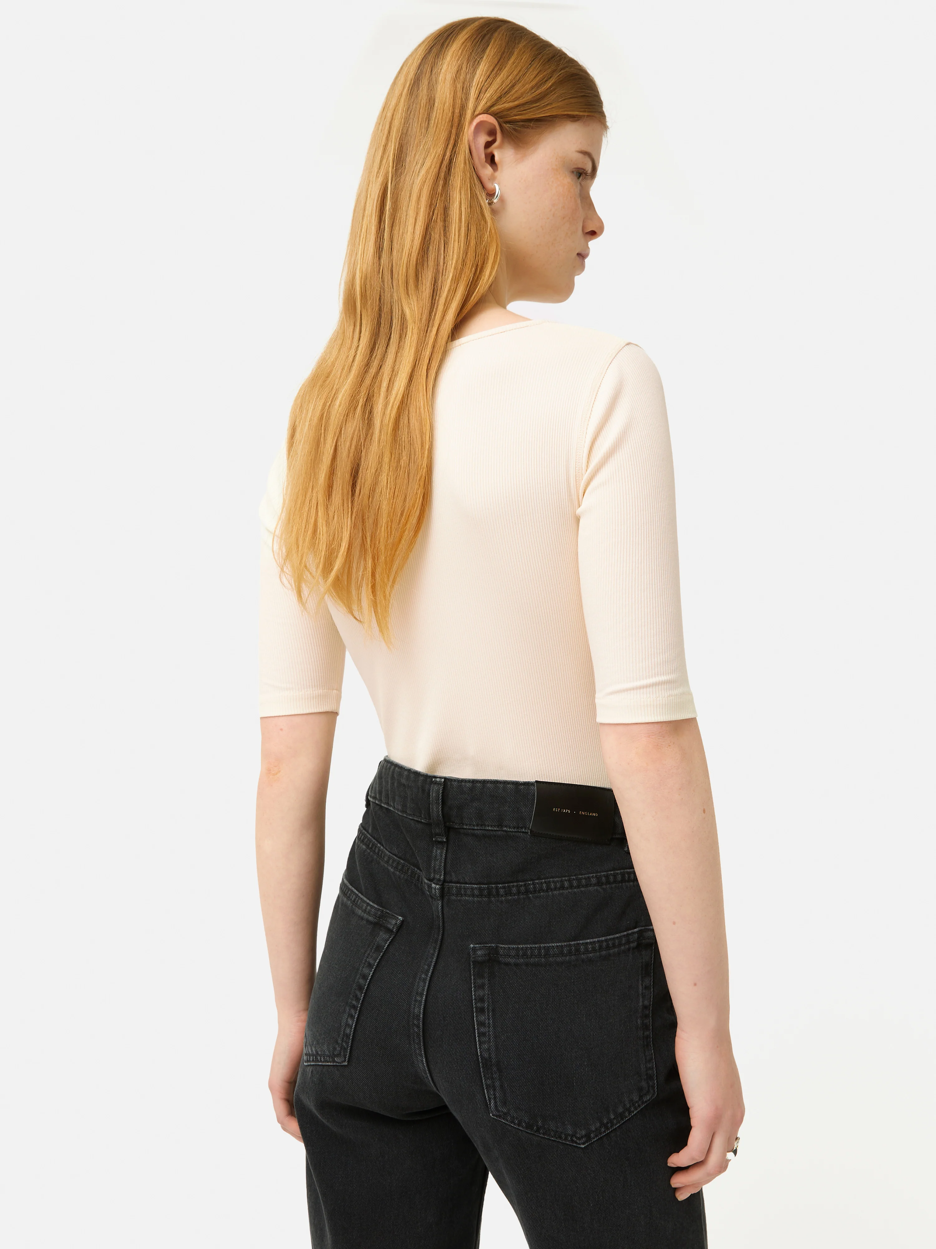Scoop Neck Rib Top | Ecru - Image 5