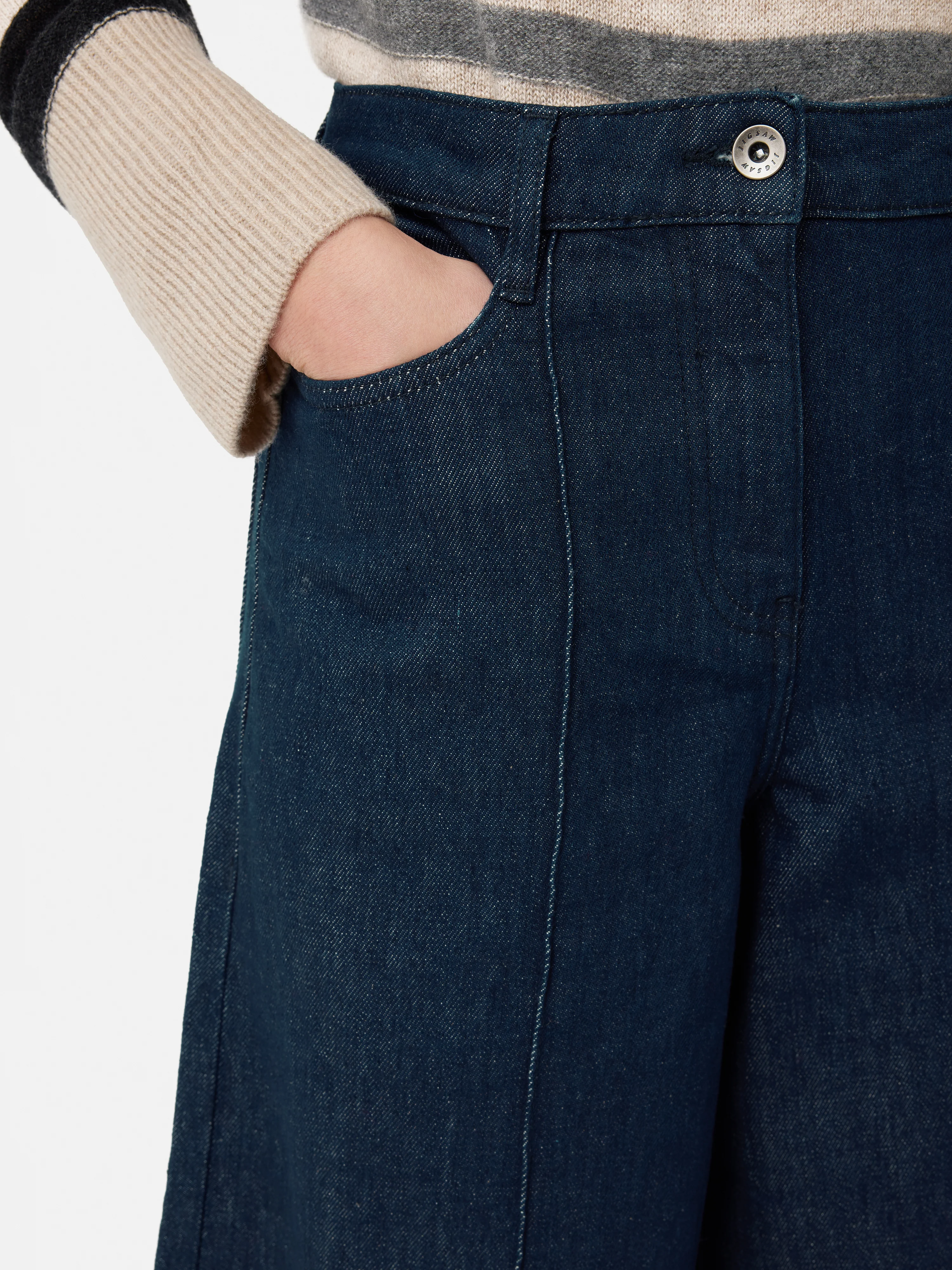 Seamed Denim Culotte | Indigo - Image 2