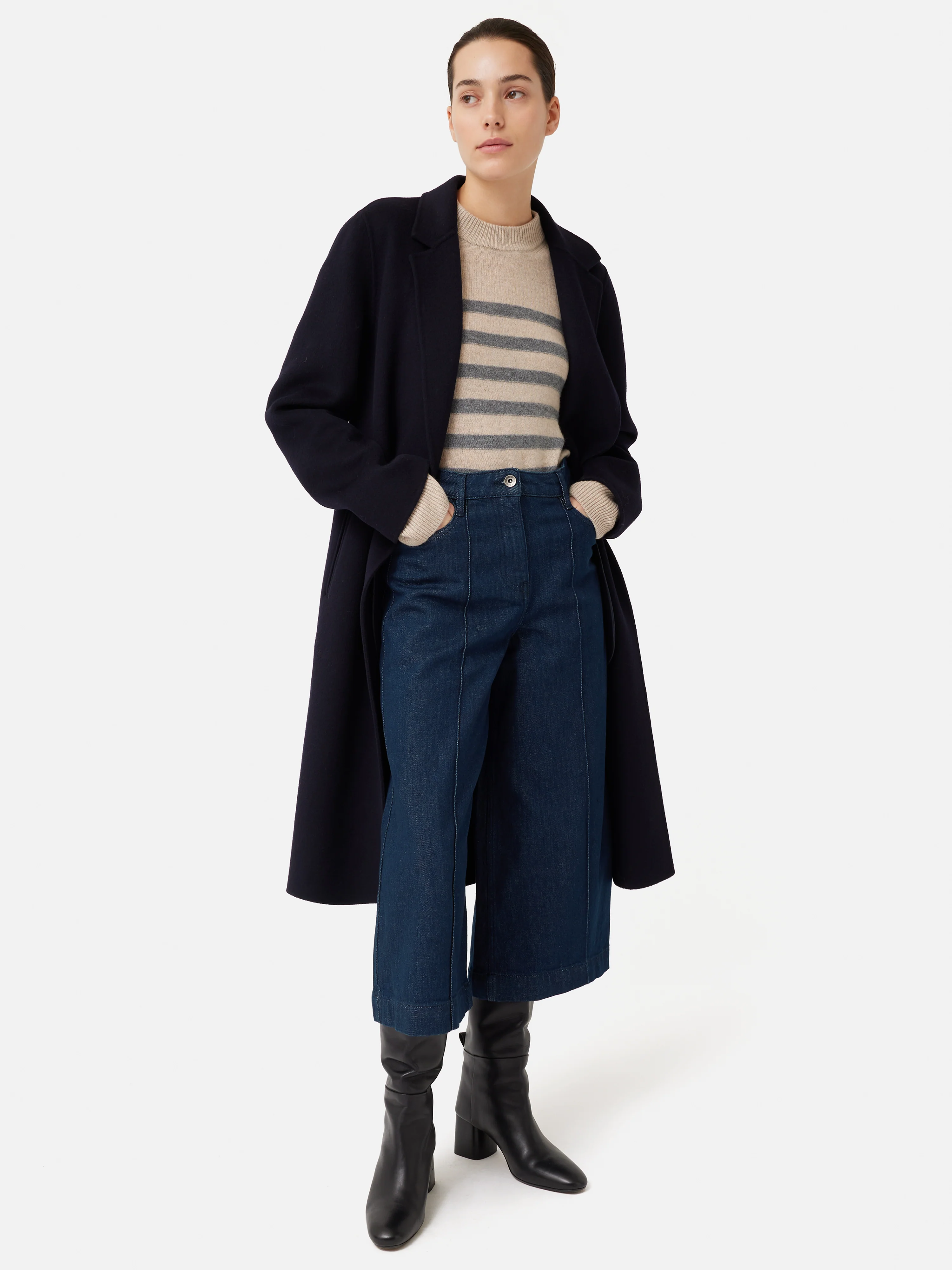 Seamed Denim Culotte | Indigo - Image 6