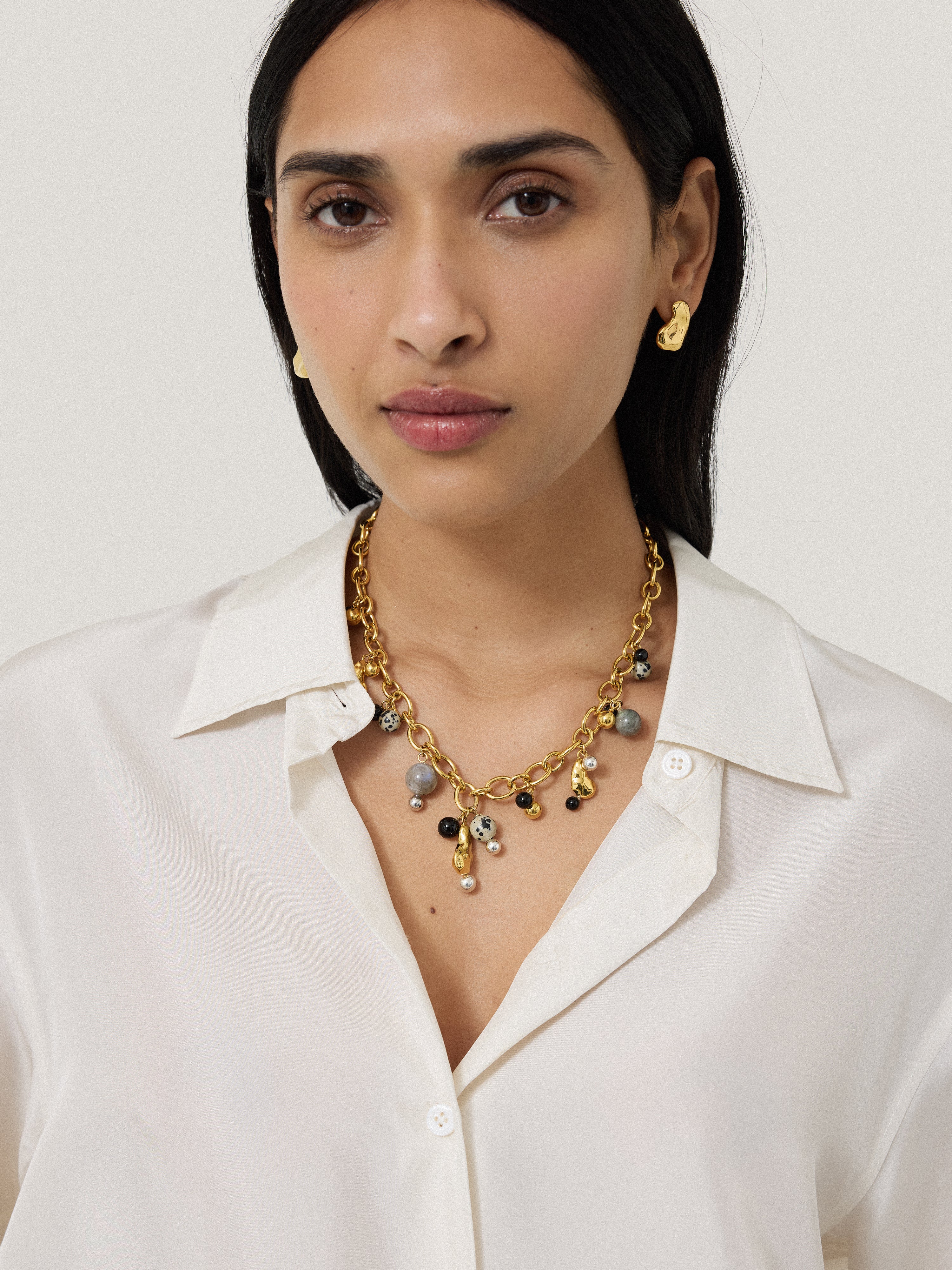 Semi Precious Charm Necklace | Multi - Image 2