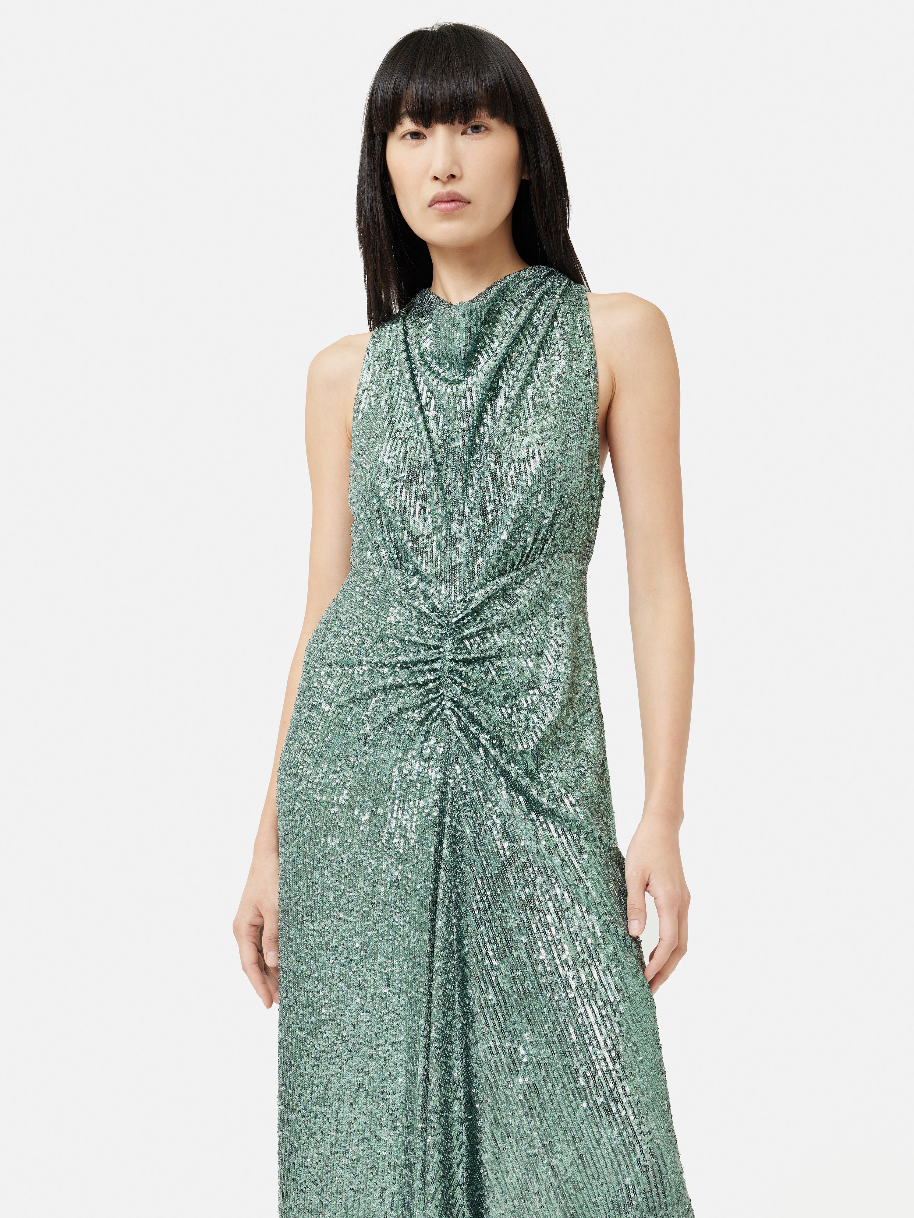 Sequin High Neck Dress | Aqua - Image 3