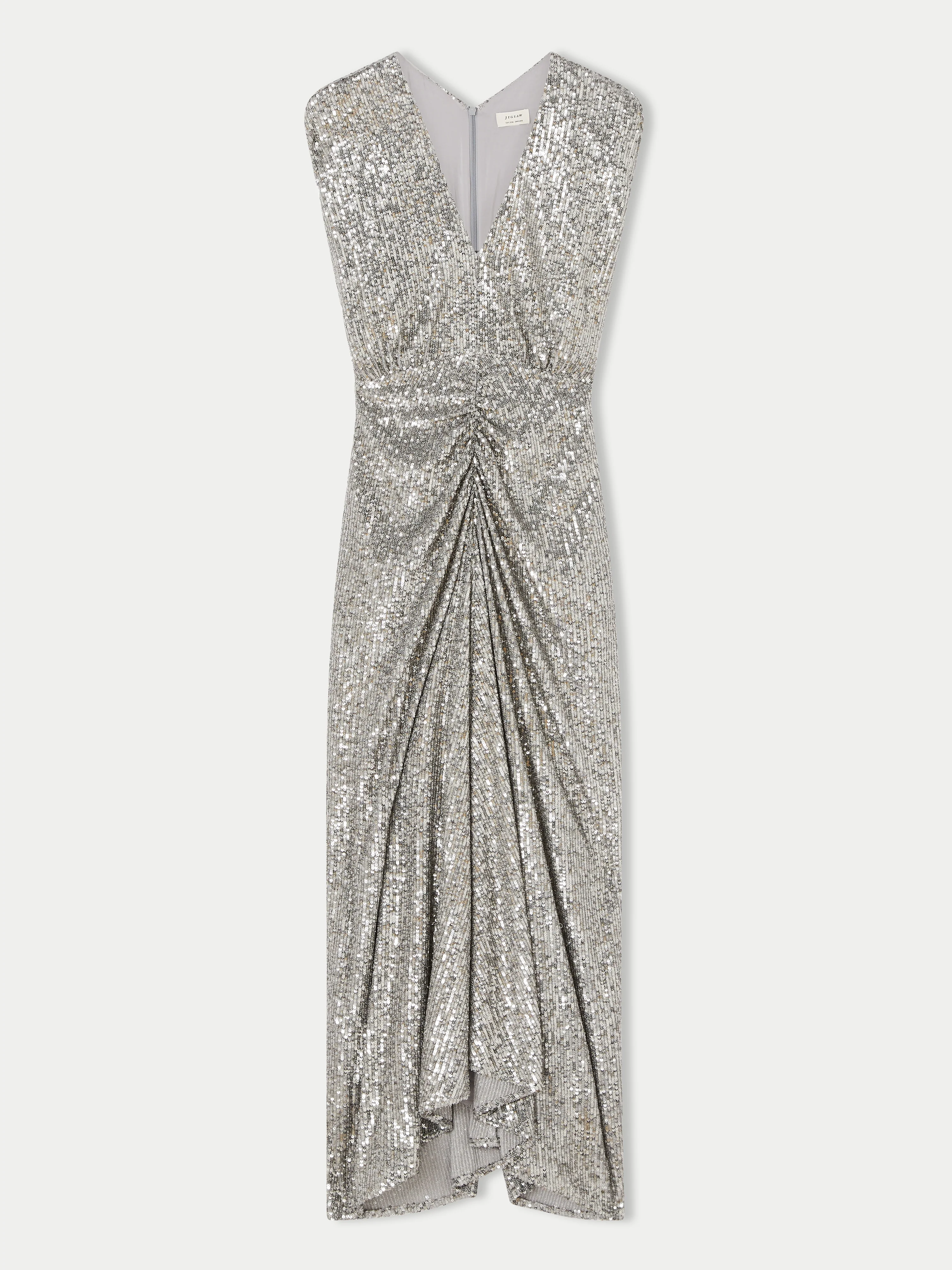 Sequin Ruched Midi Dress | Pewter - Image 5