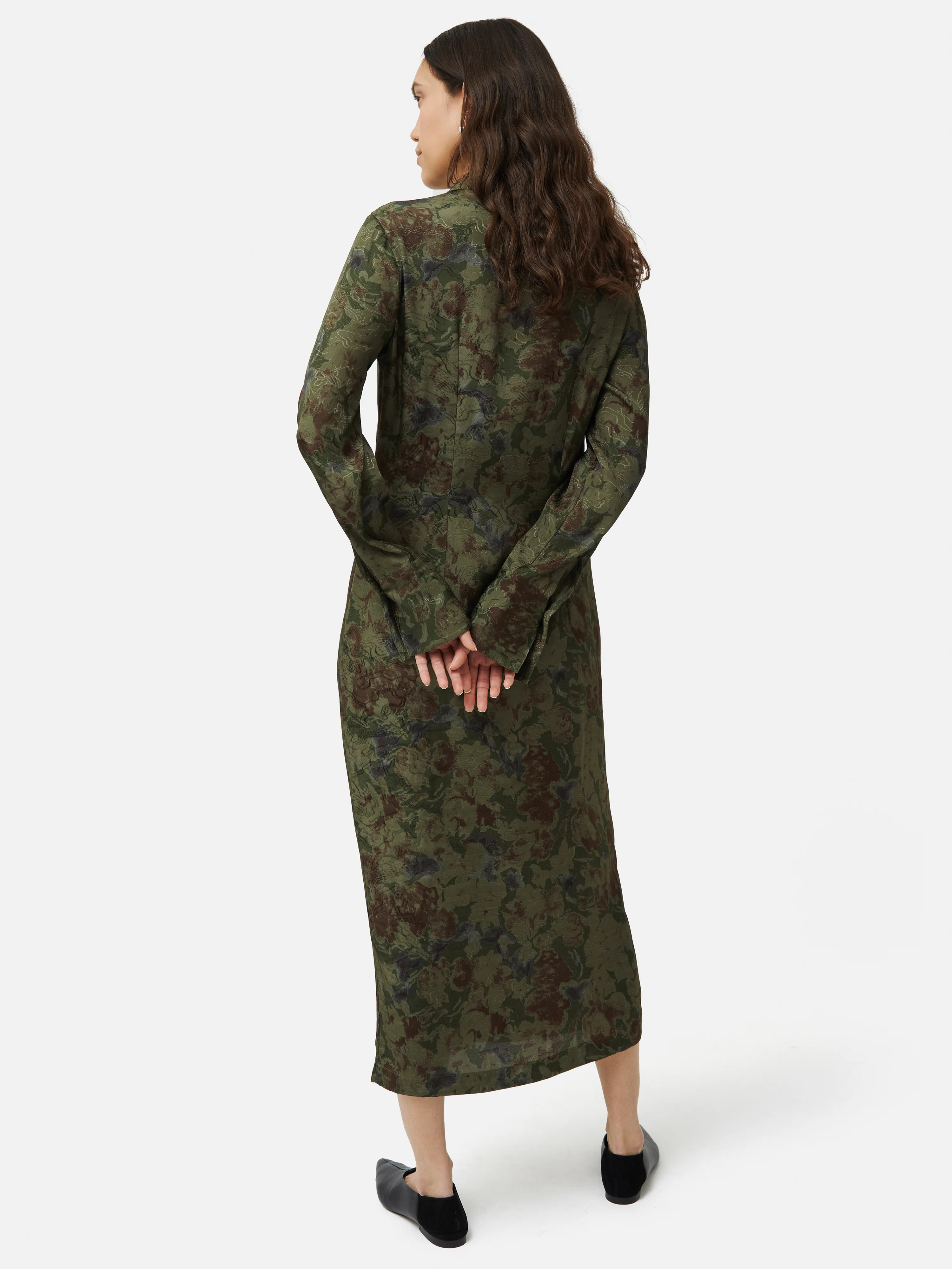 Shadow Floral Jacquard Dress | Green - Image 4