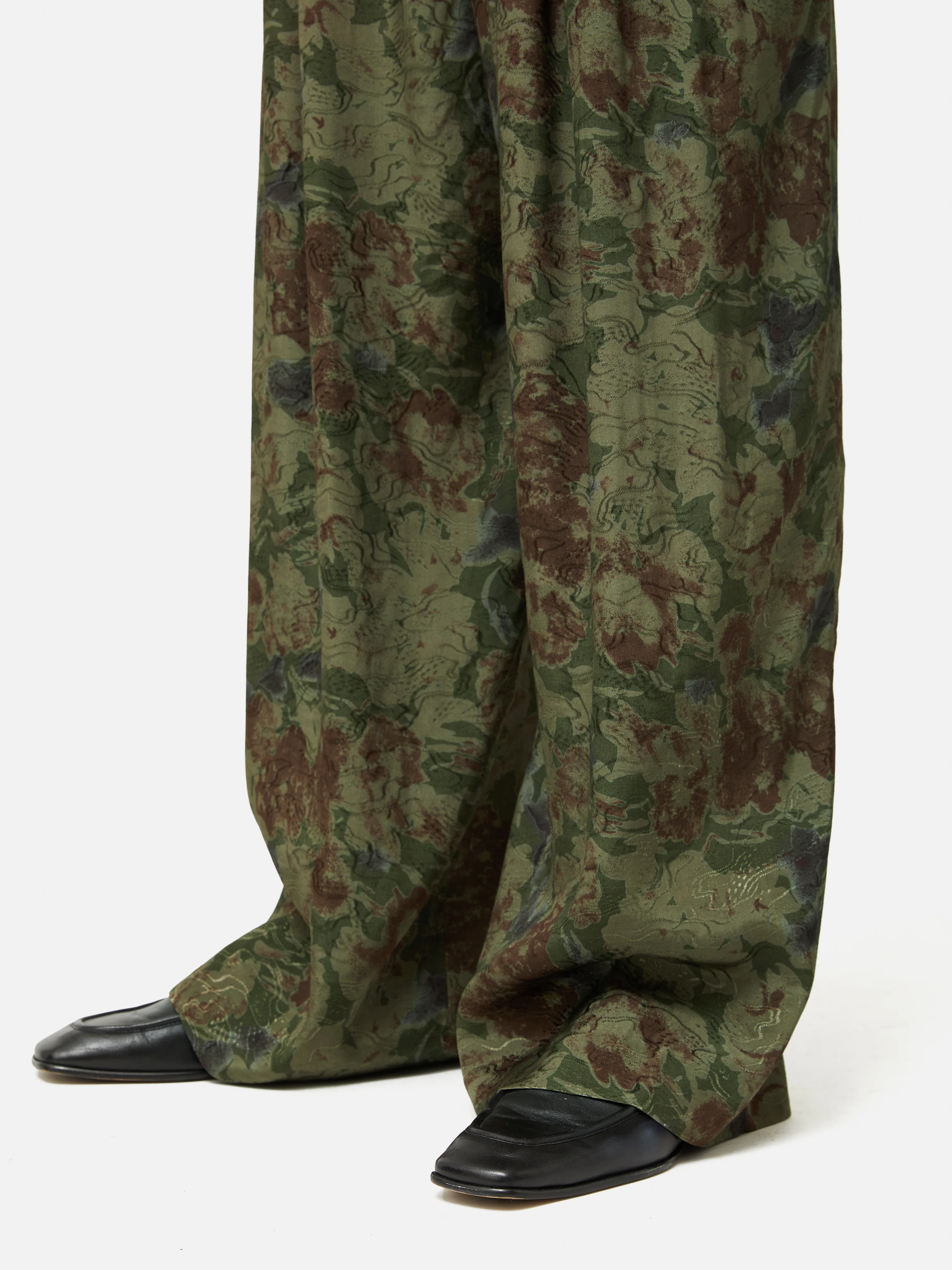 Shadow Floral Jacquard Palazzo | Green - Image 4