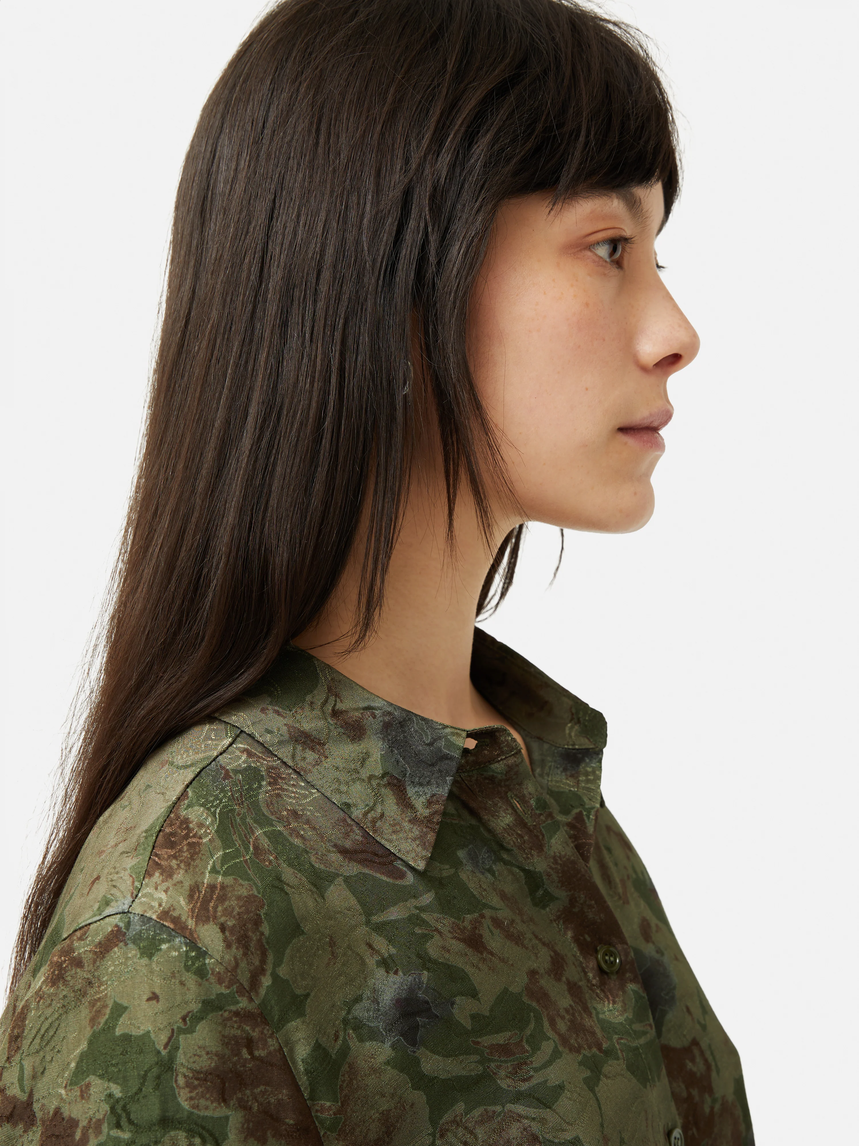 Shadow Floral Jacquard Shirt | Green - Image 2