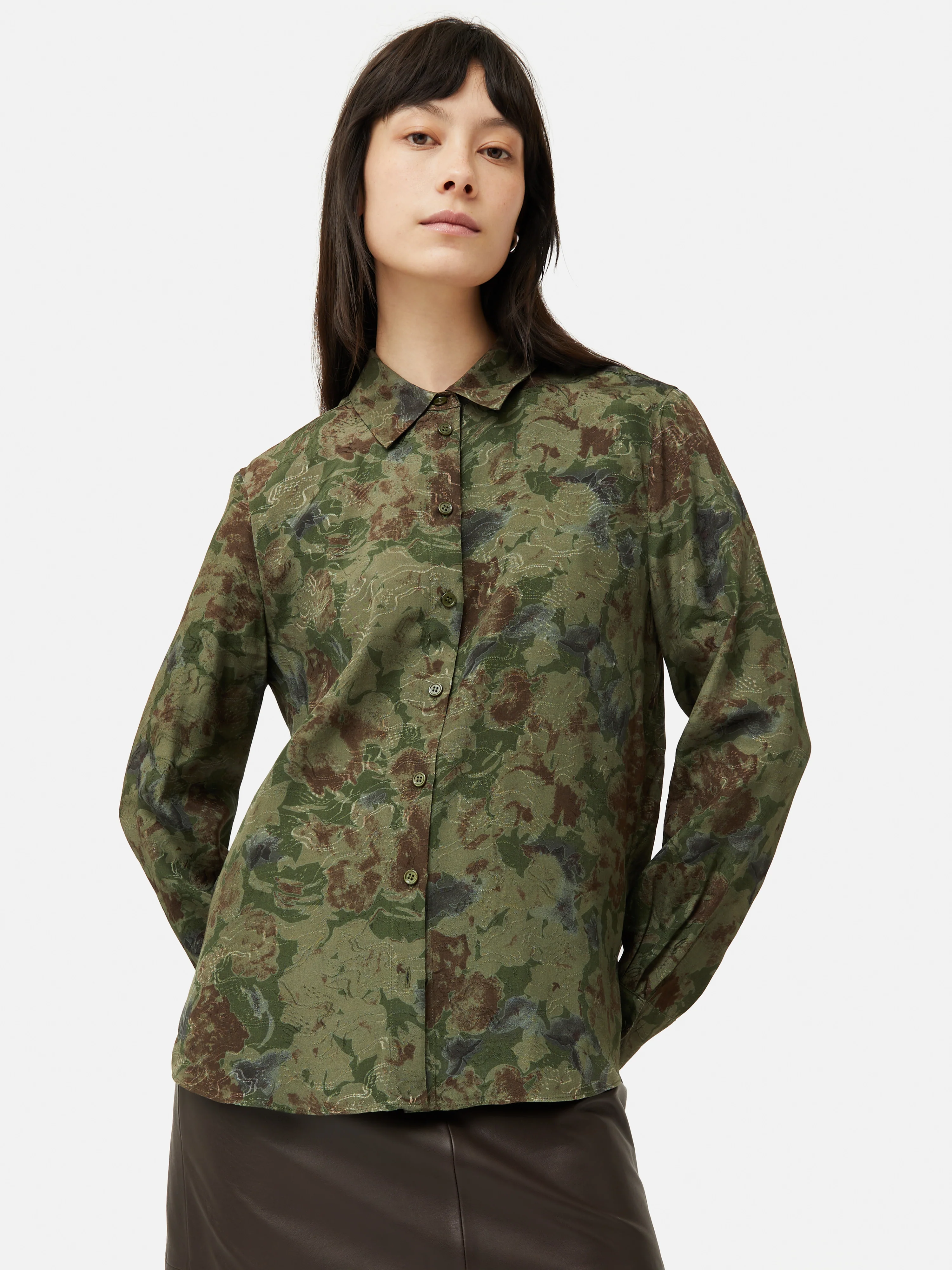 Shadow Floral Jacquard Shirt | Green - Image 5