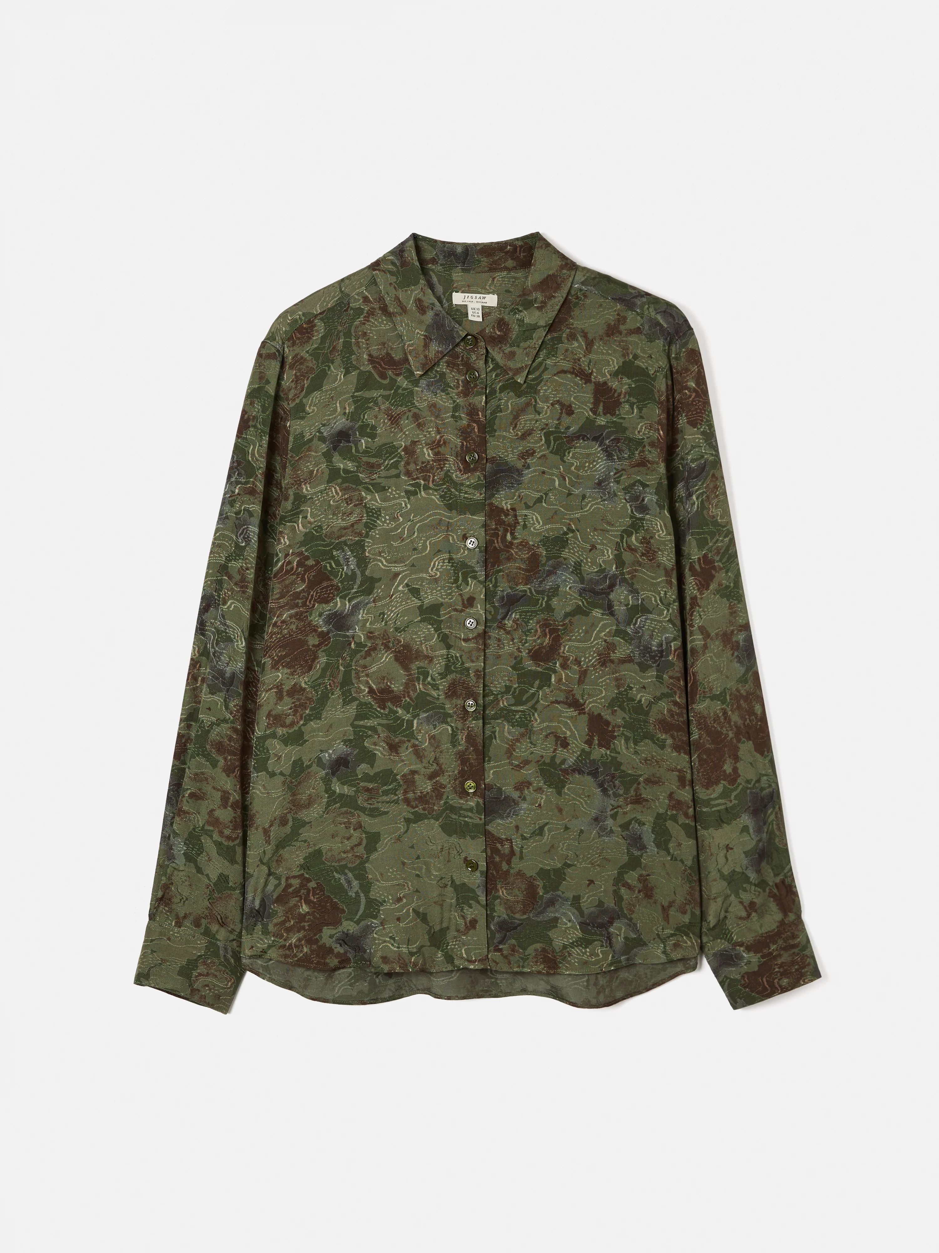 Shadow Floral Jacquard Shirt | Green - Image 8