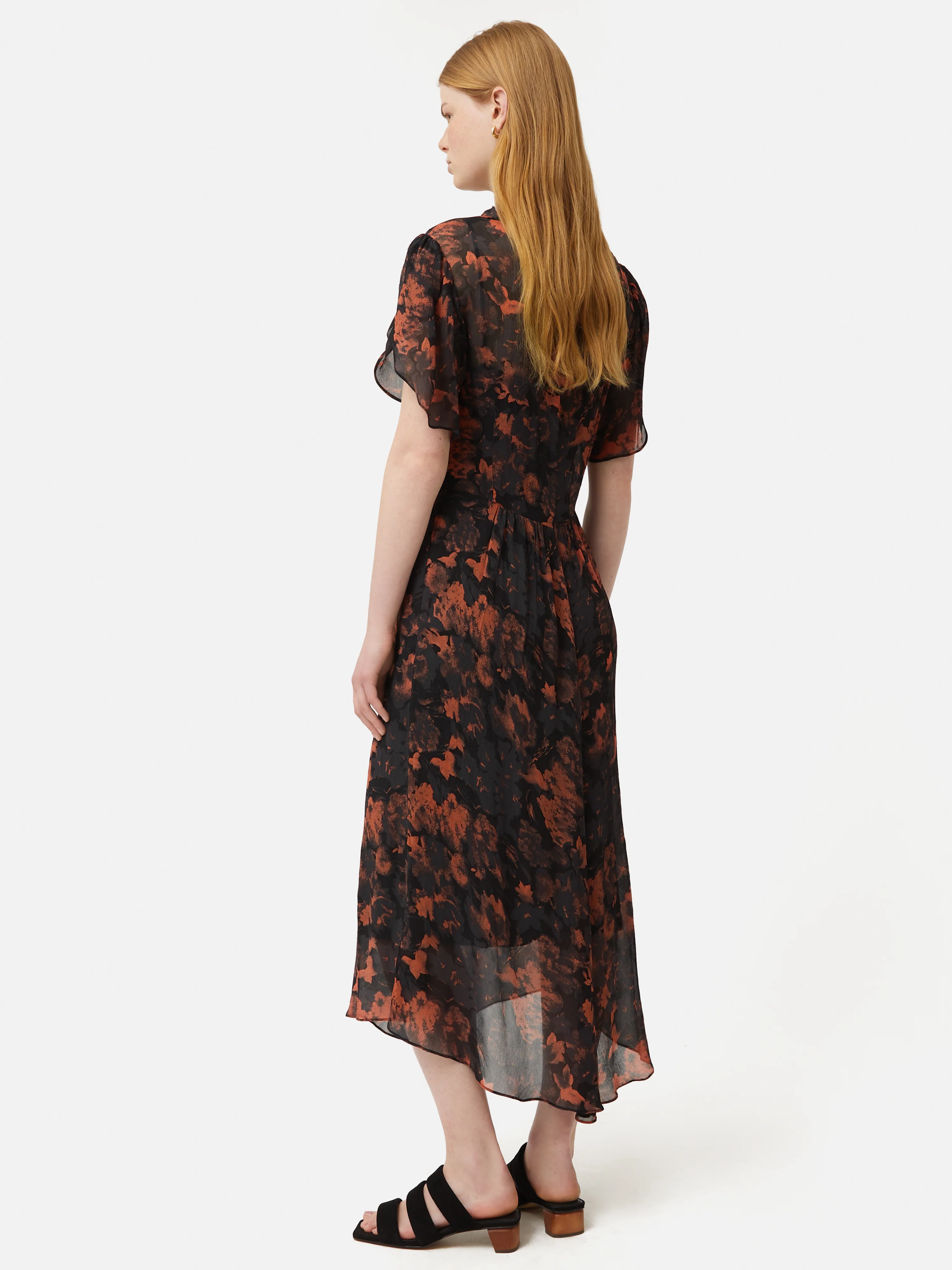 Shadow Floral Midi Dress | Black - Image 4