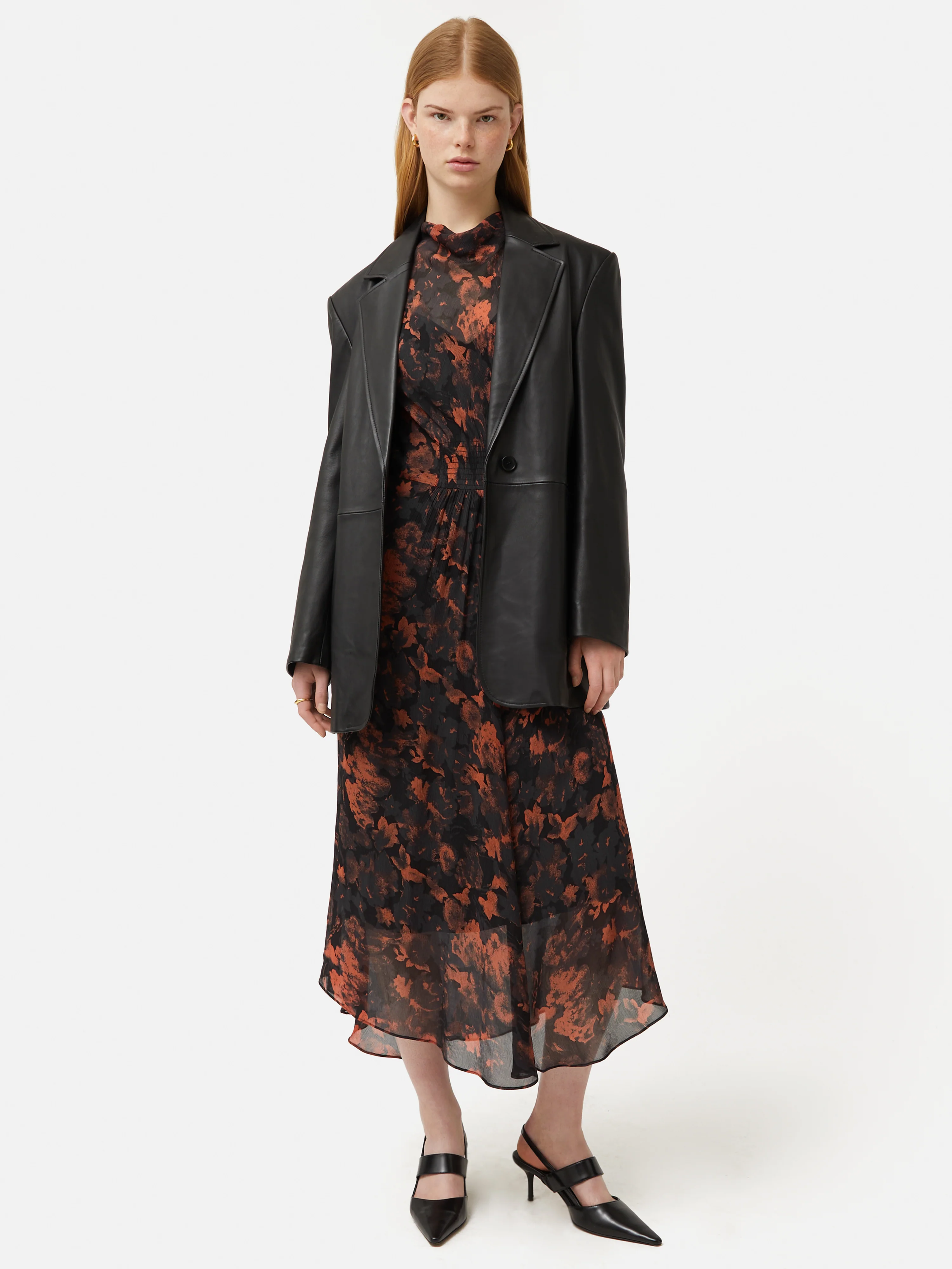Shadow Floral Midi Dress | Black - Image 5