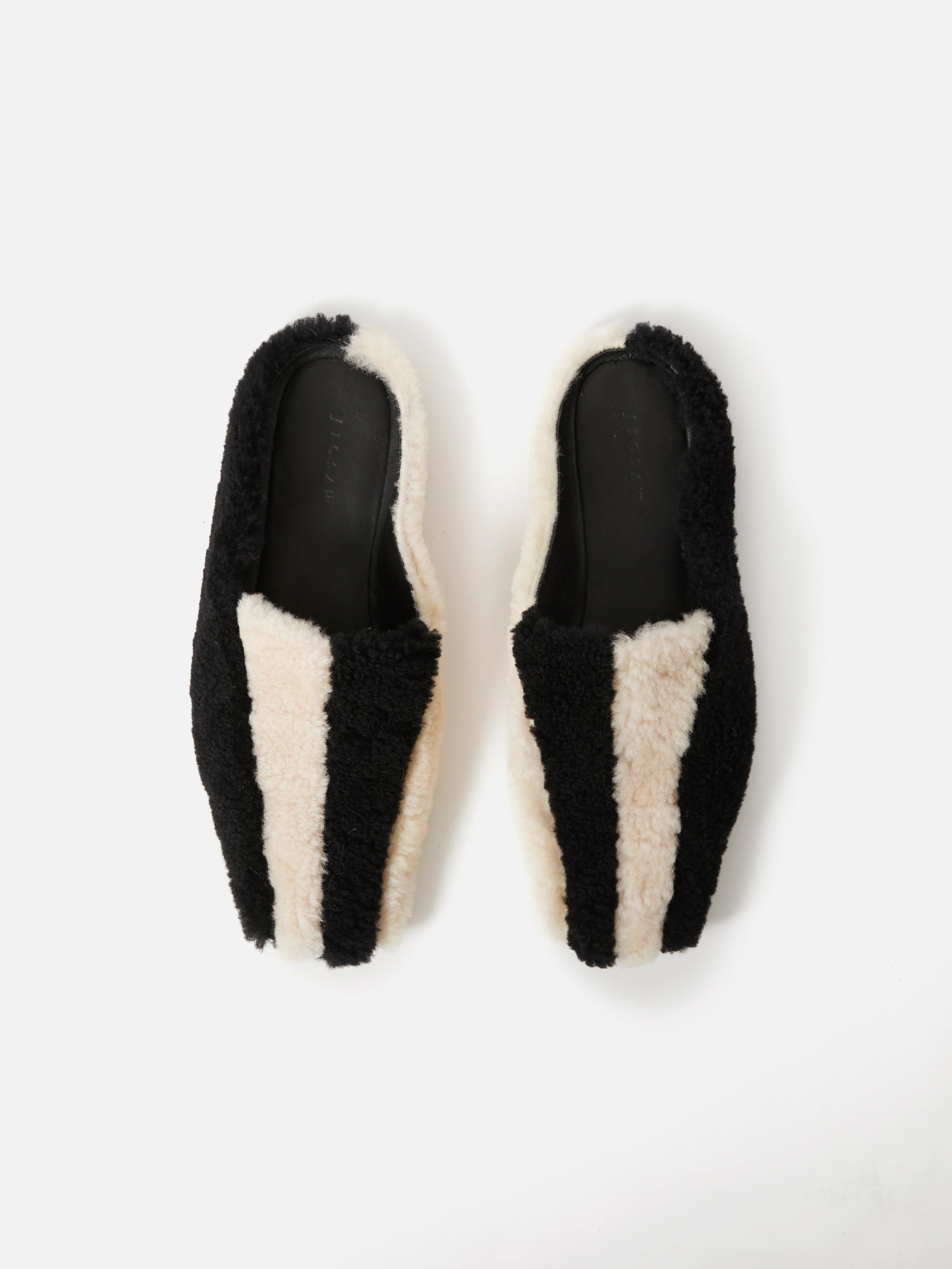 Shearling Striped Slipper | Monochrome - Image 6