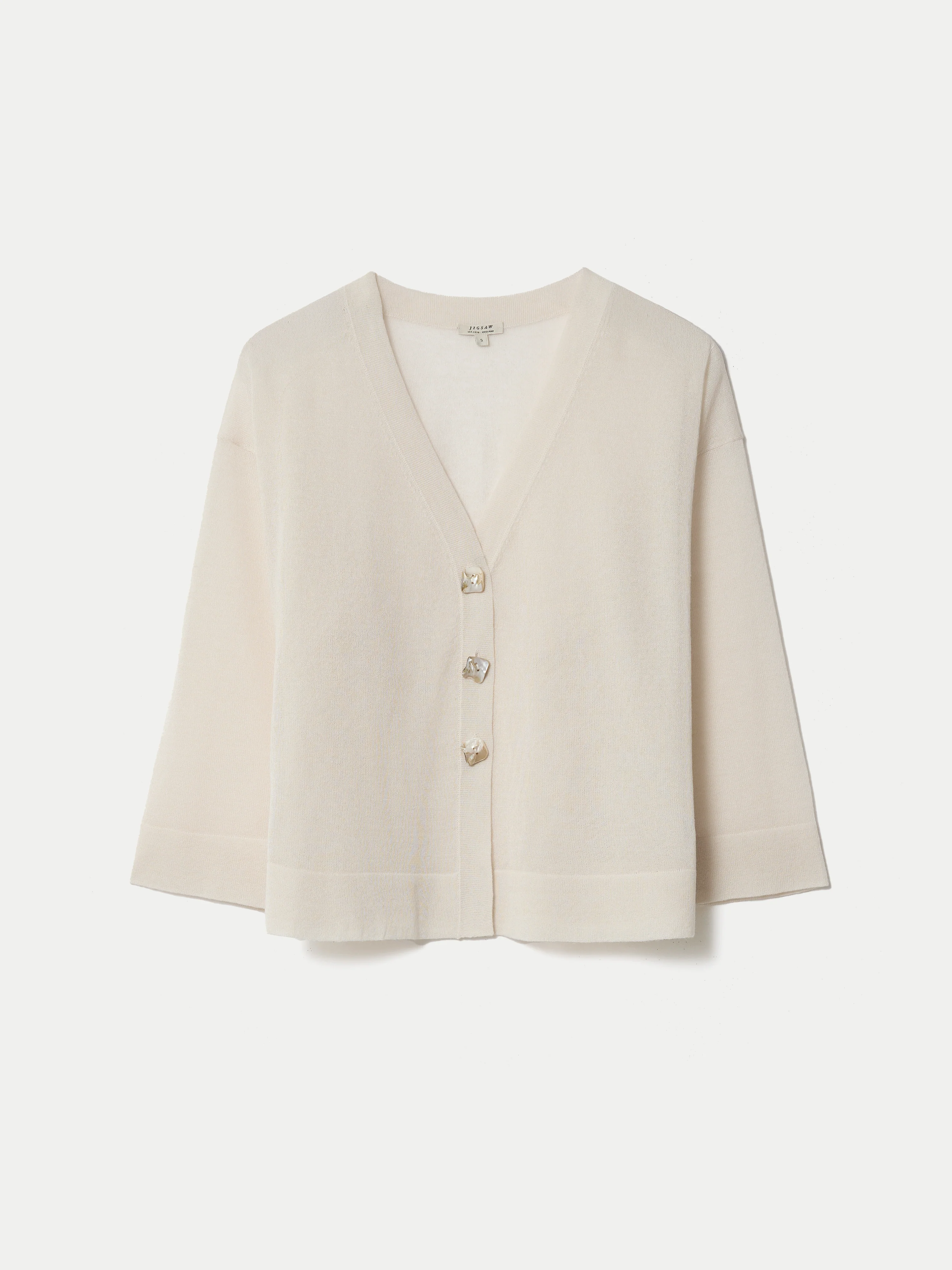Sheer Linen Blend Cardigan | Chalk - Image 5