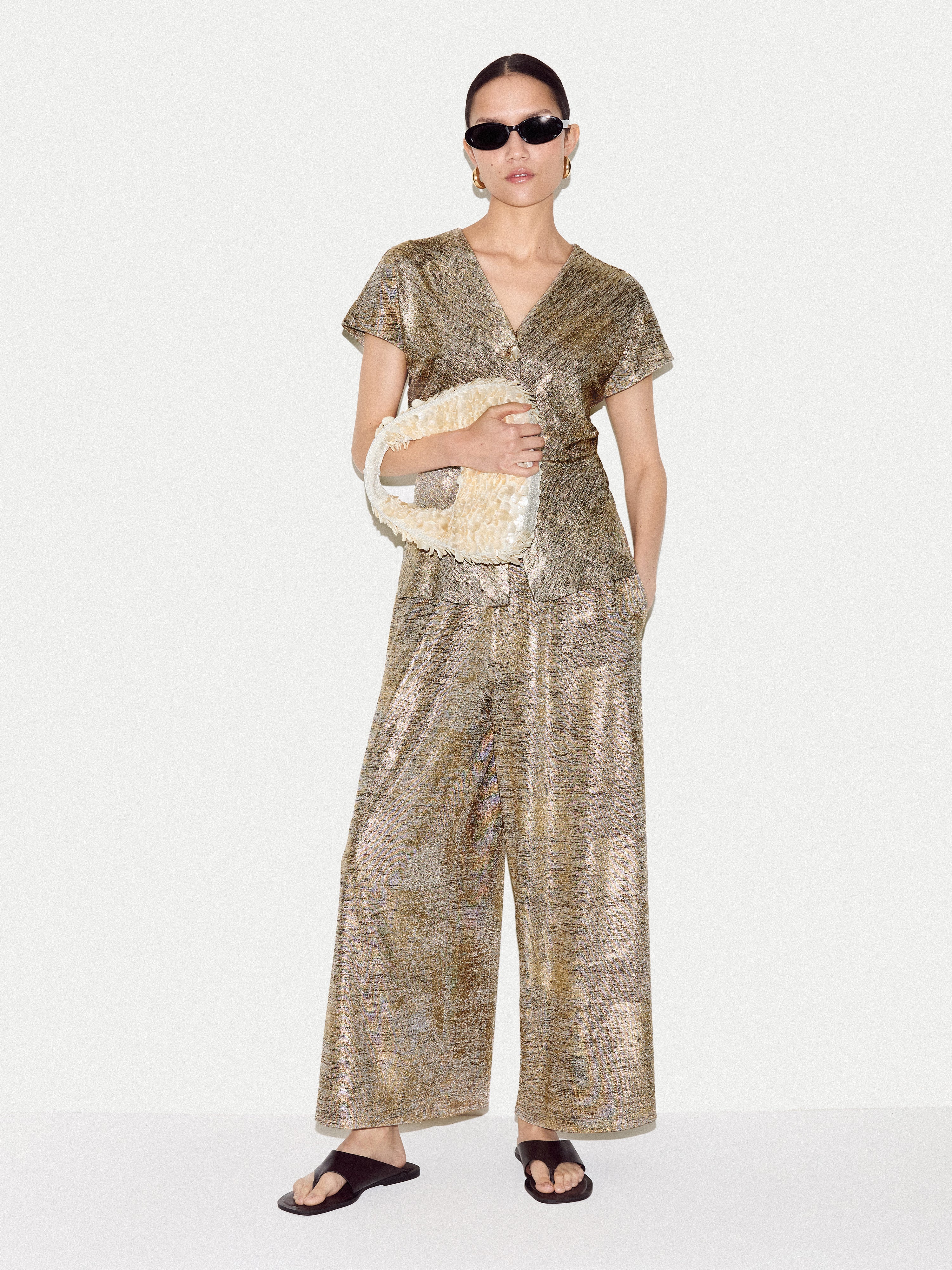 Shimmer Jersey Top | Gold - Image 3