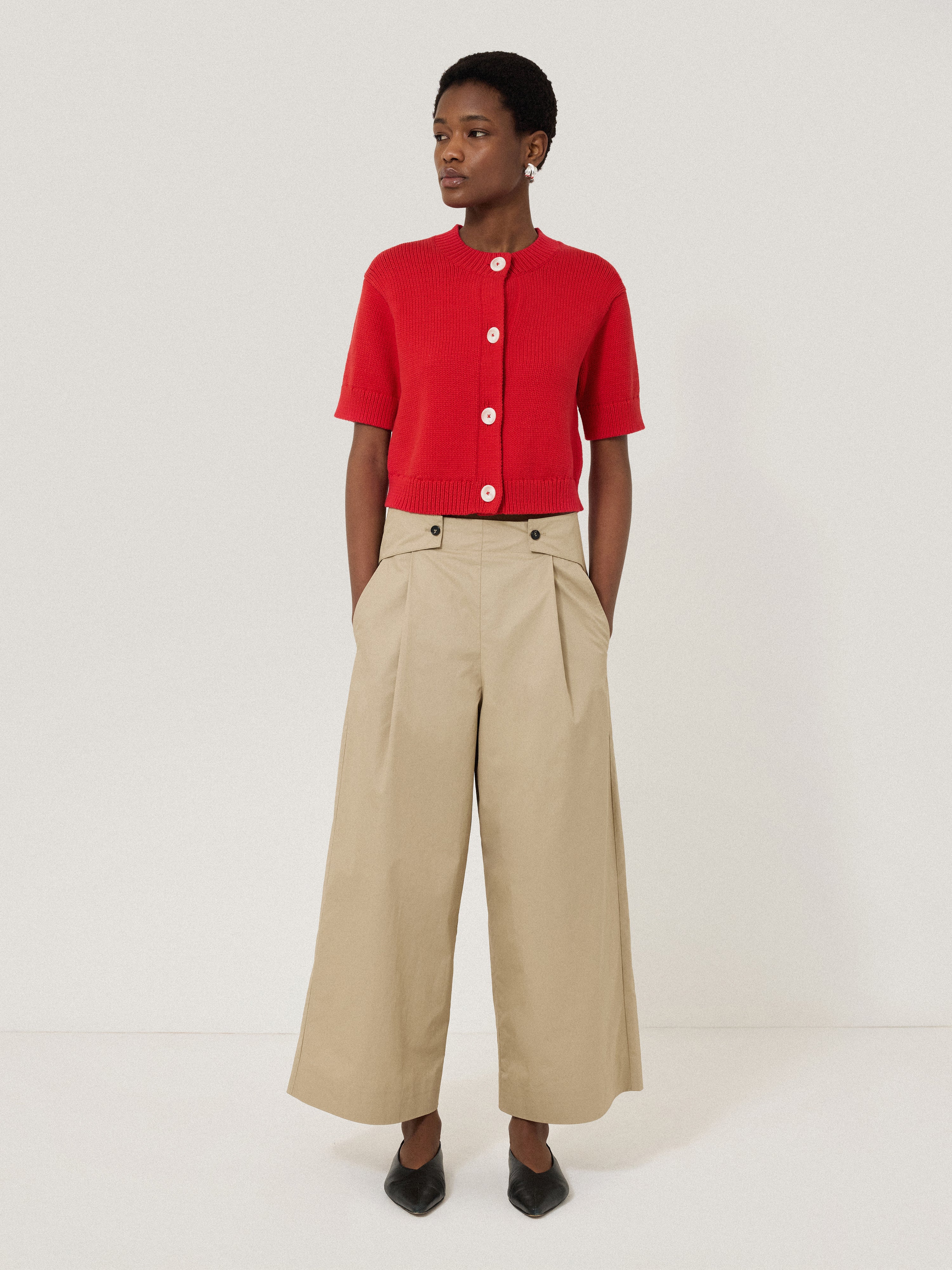 Short Sleeve Cardigan Top | Red - Image 4