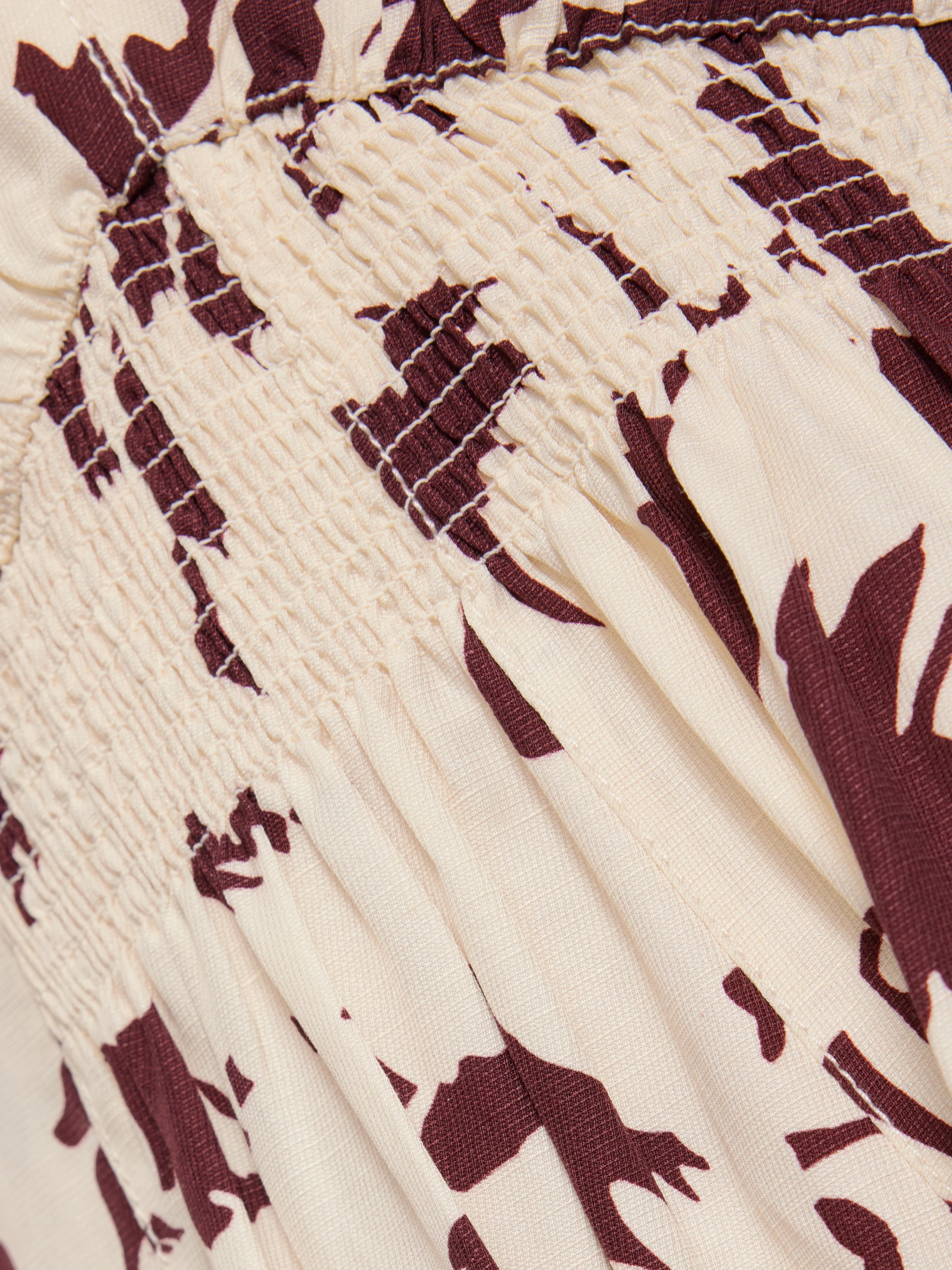 Silhouette Peony Smocked Dress | Cream - Image 6