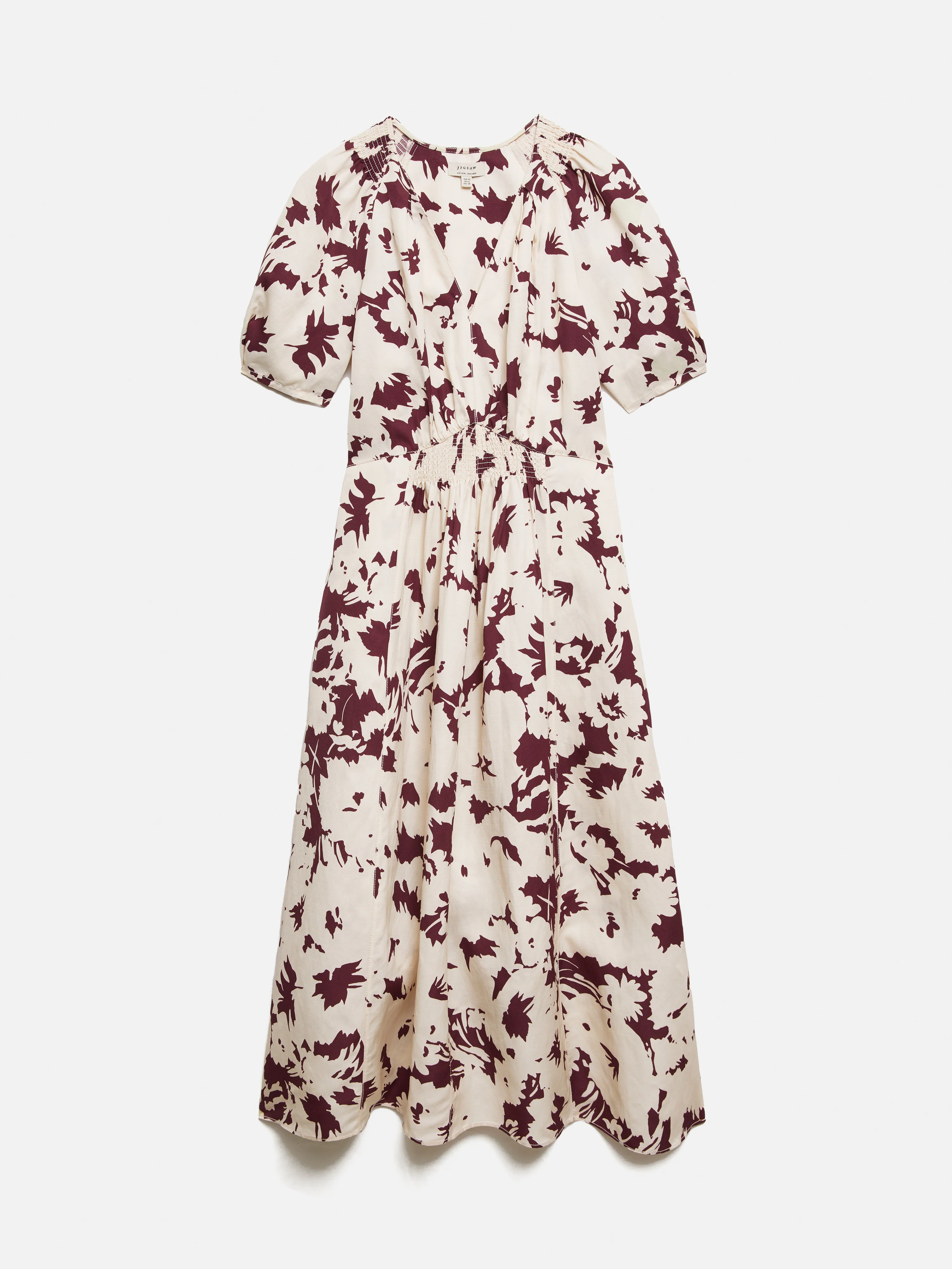 Silhouette Peony Smocked Dress | Cream - Image 7