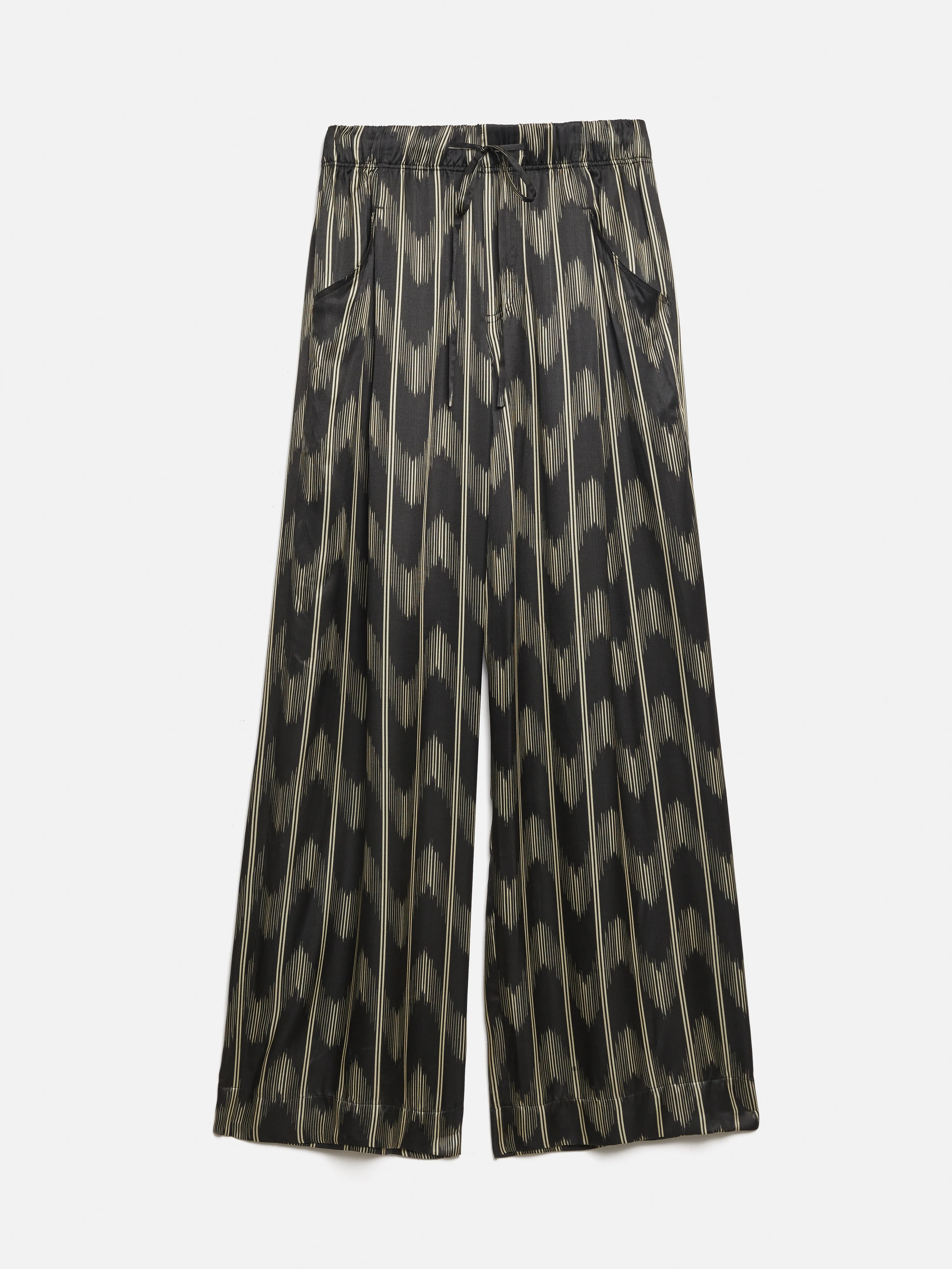 Silk Blend Ikat Stripe Trouser | Black - Image 8