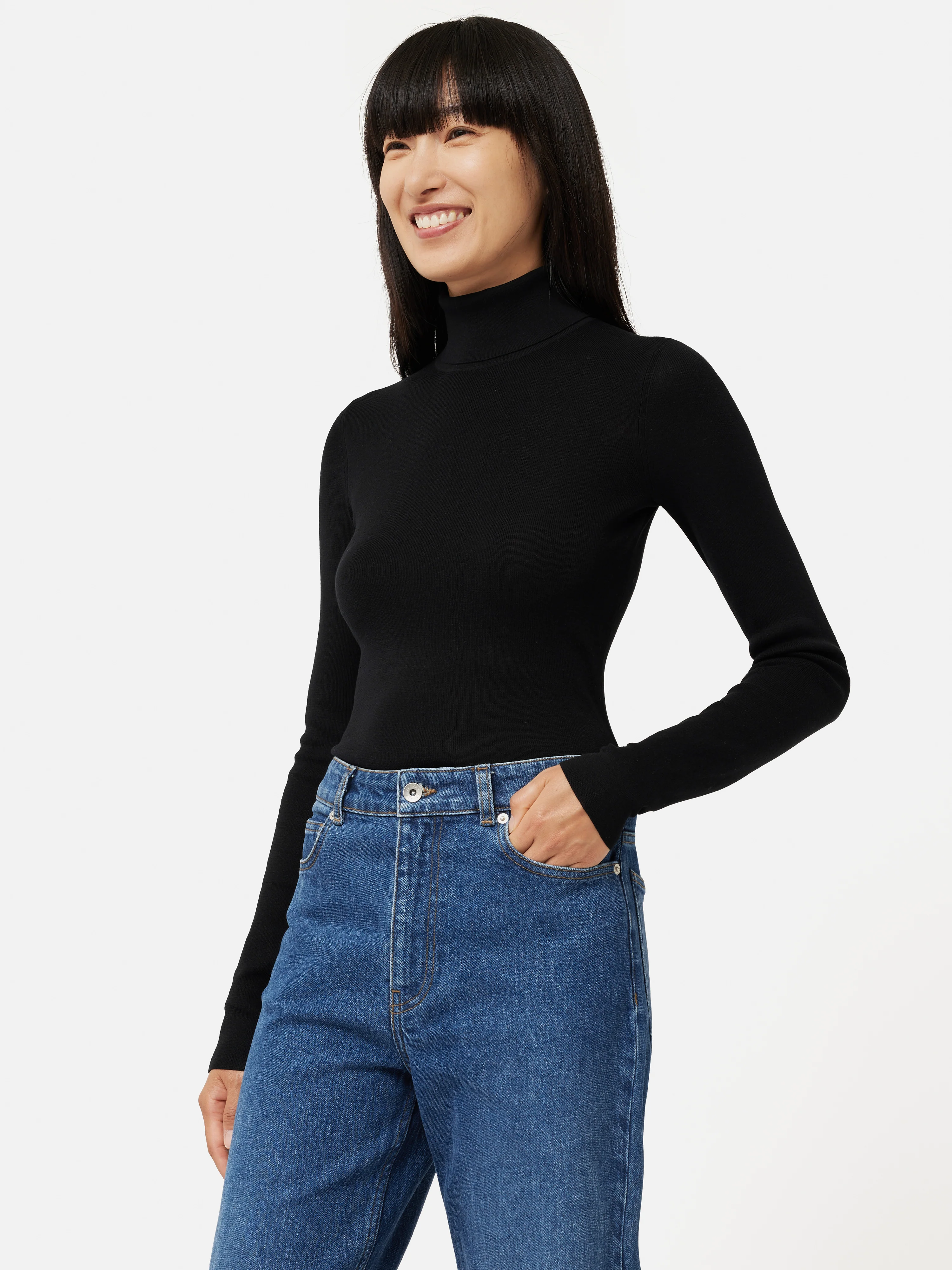 Silk Cotton Polo Jumper | Black - Image 4