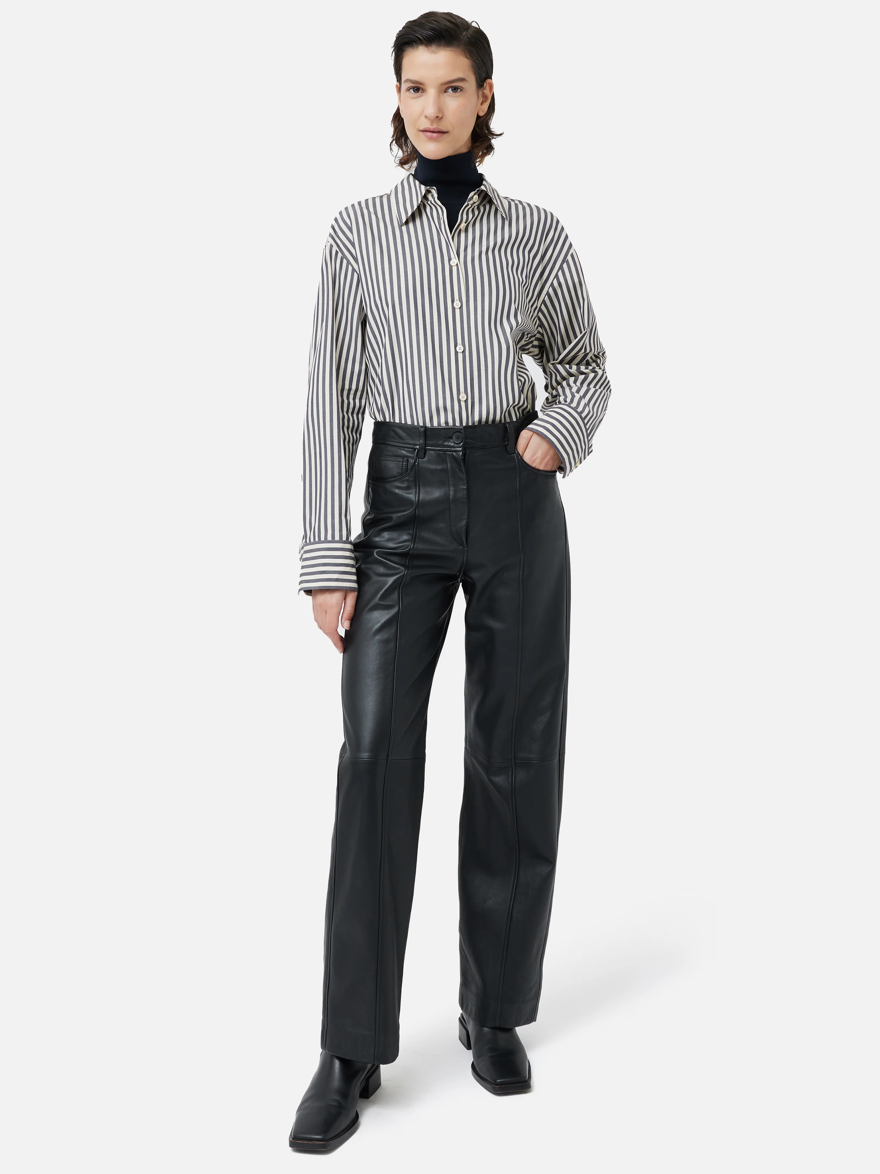Silk Cotton Polo Jumper | Navy - Image 6