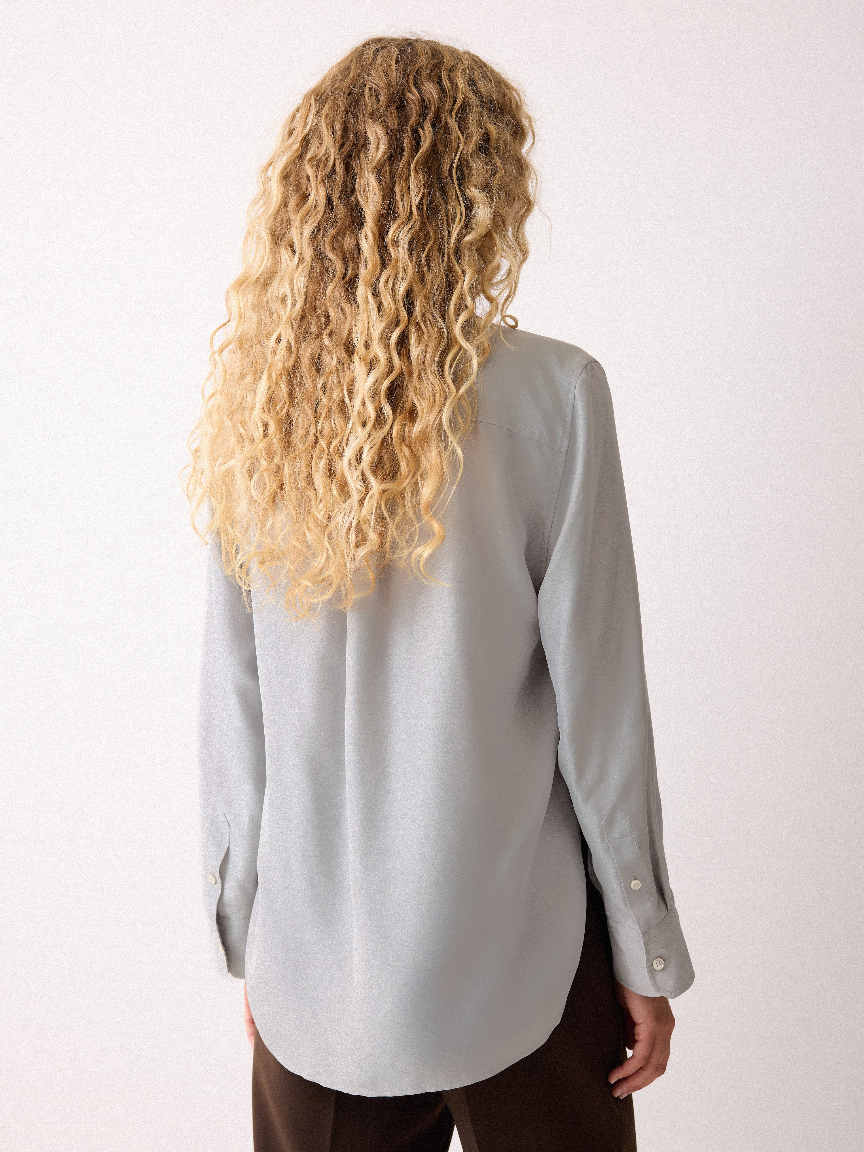 Silk Habotai Classic Shirt | Grey - Image 5