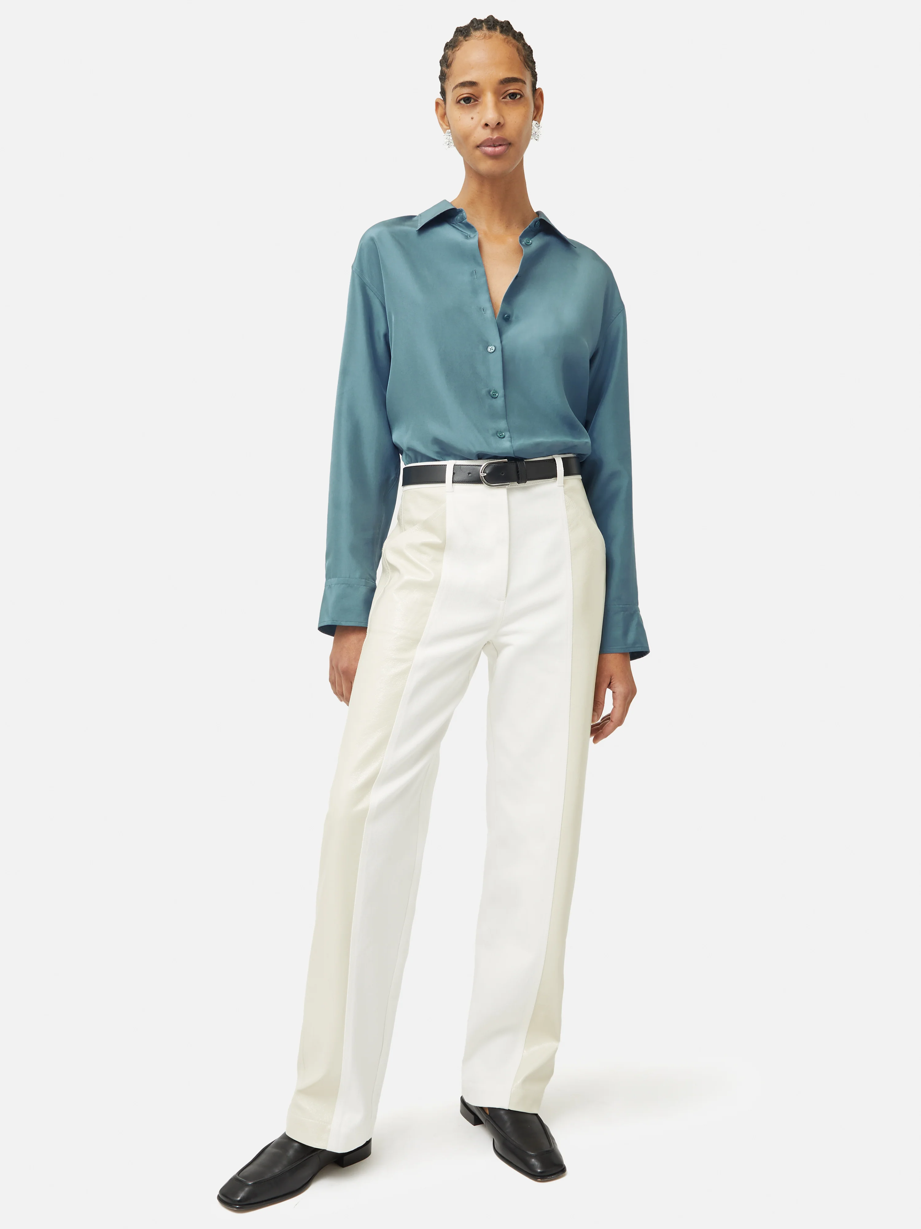 Silk Habotai Relaxed Shirt | Blue - Image 5
