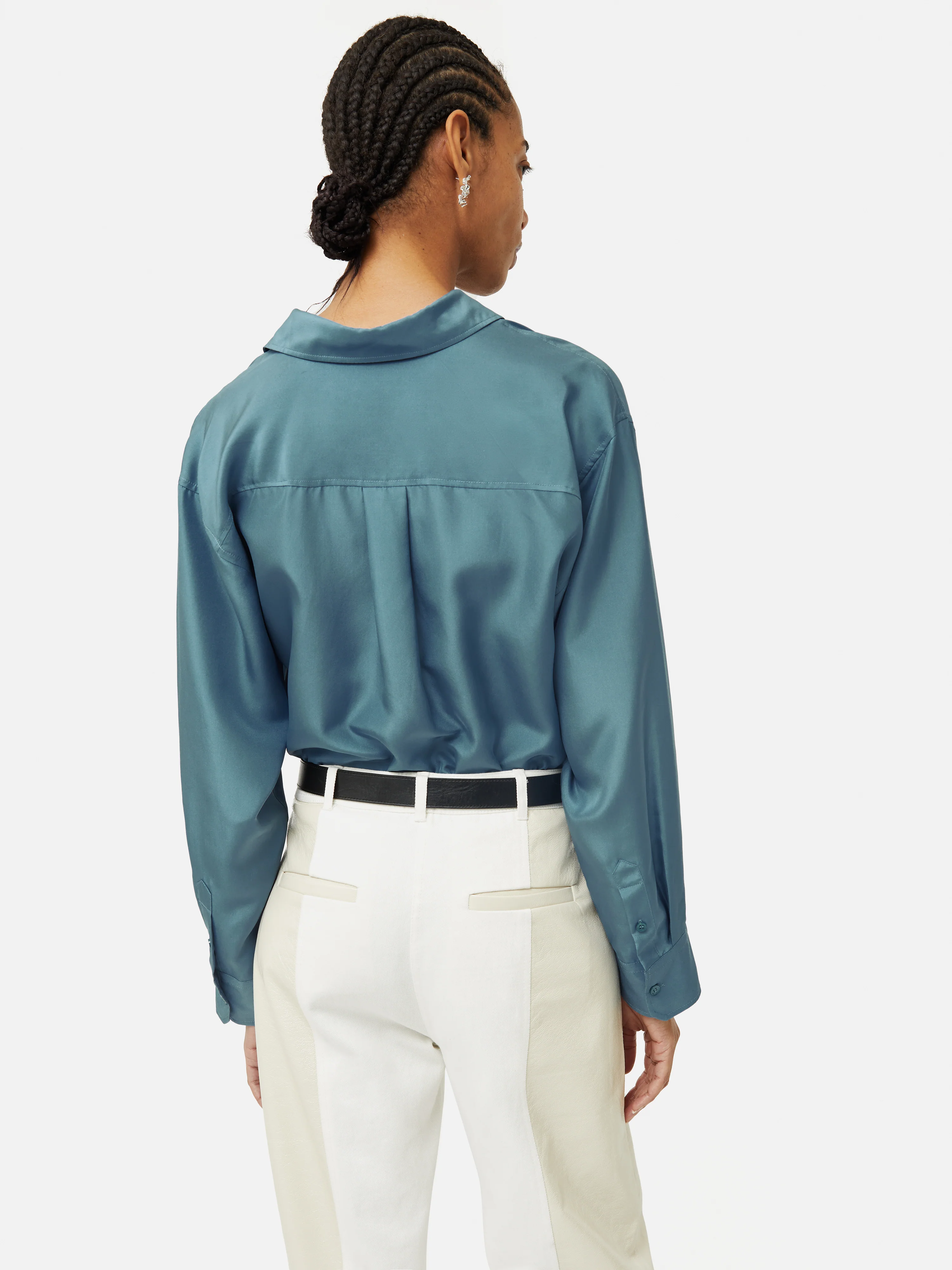 Silk Habotai Relaxed Shirt | Blue - Image 7
