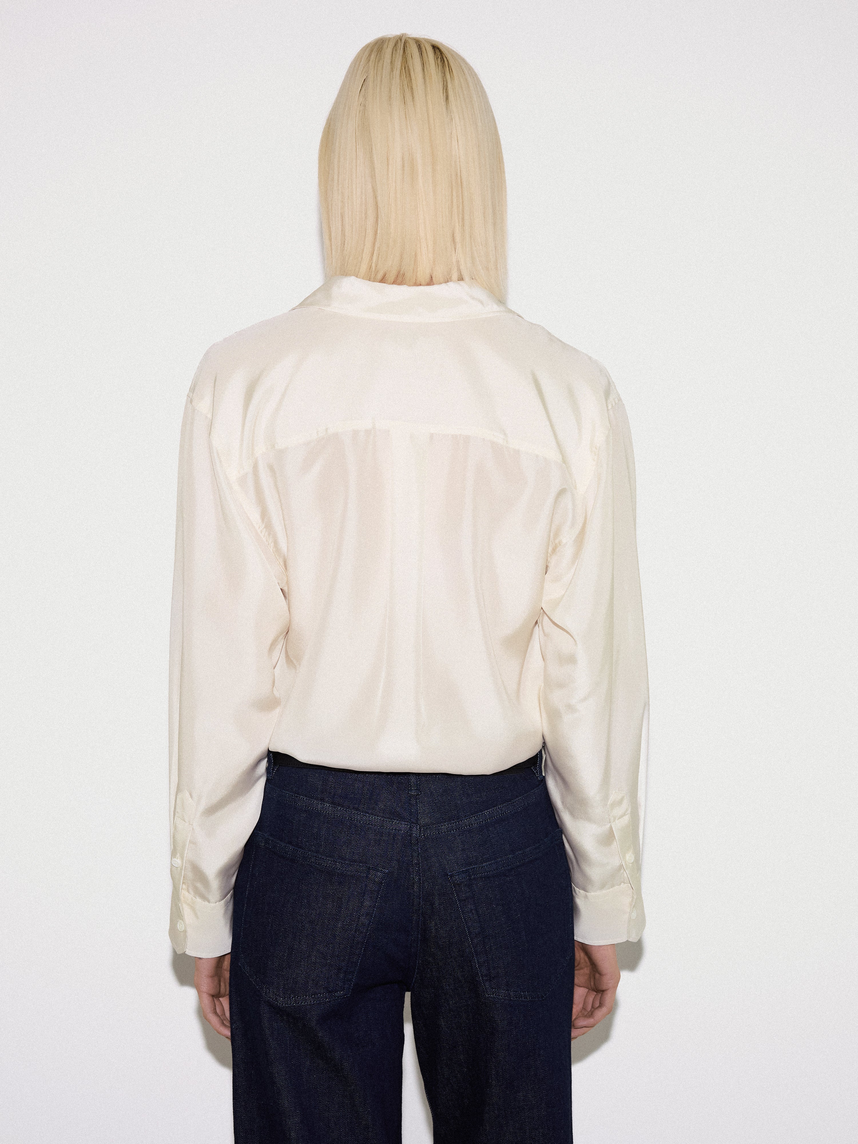 Silk Habotai Relaxed Shirt | Ivory - Image 6
