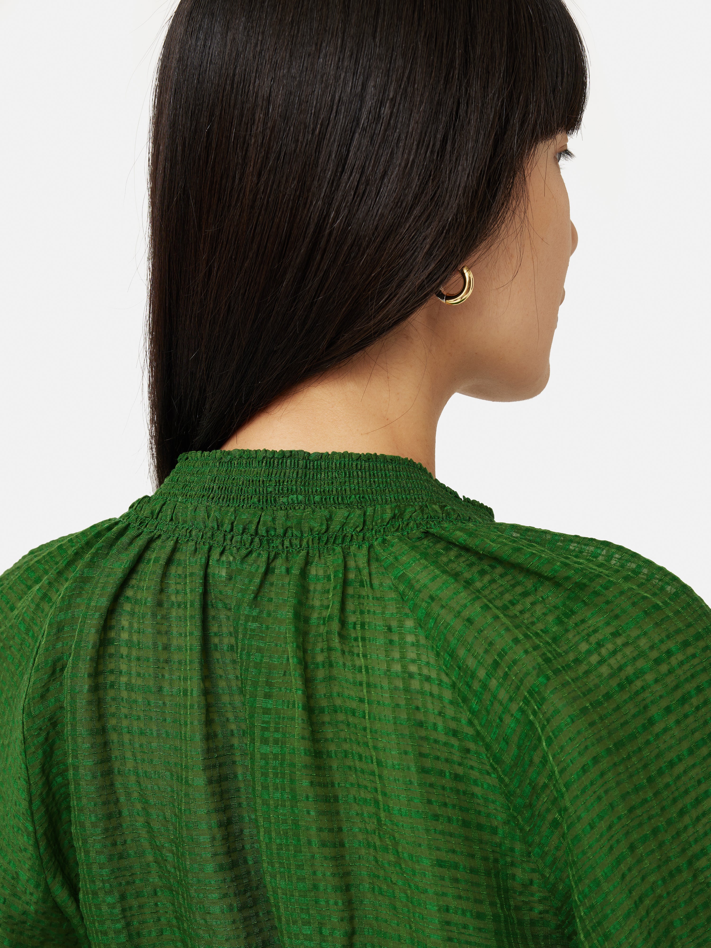Silk Linen Gauze Midi Dress | Green - Image 4