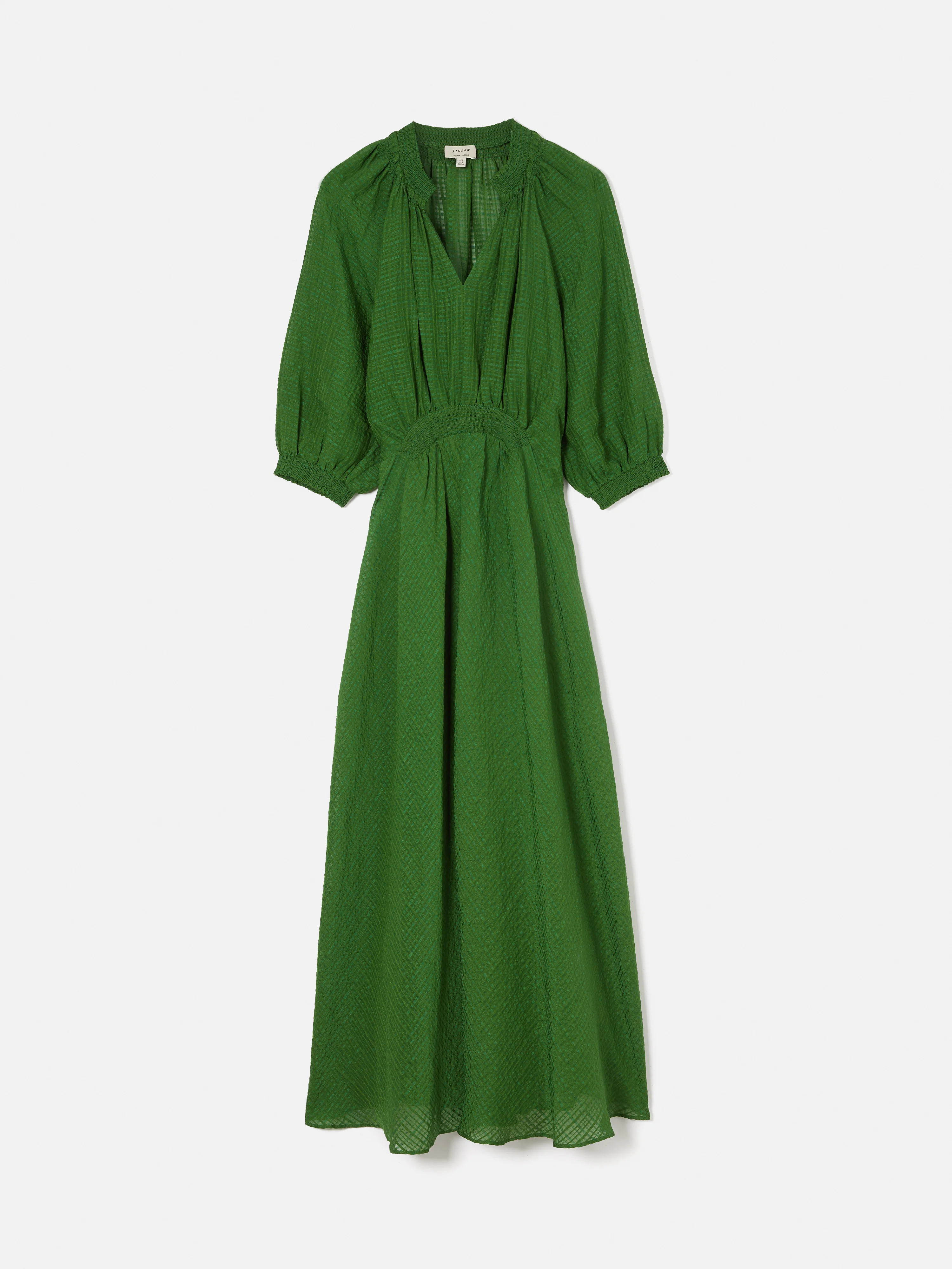 Silk Linen Gauze Midi Dress | Green - Image 7