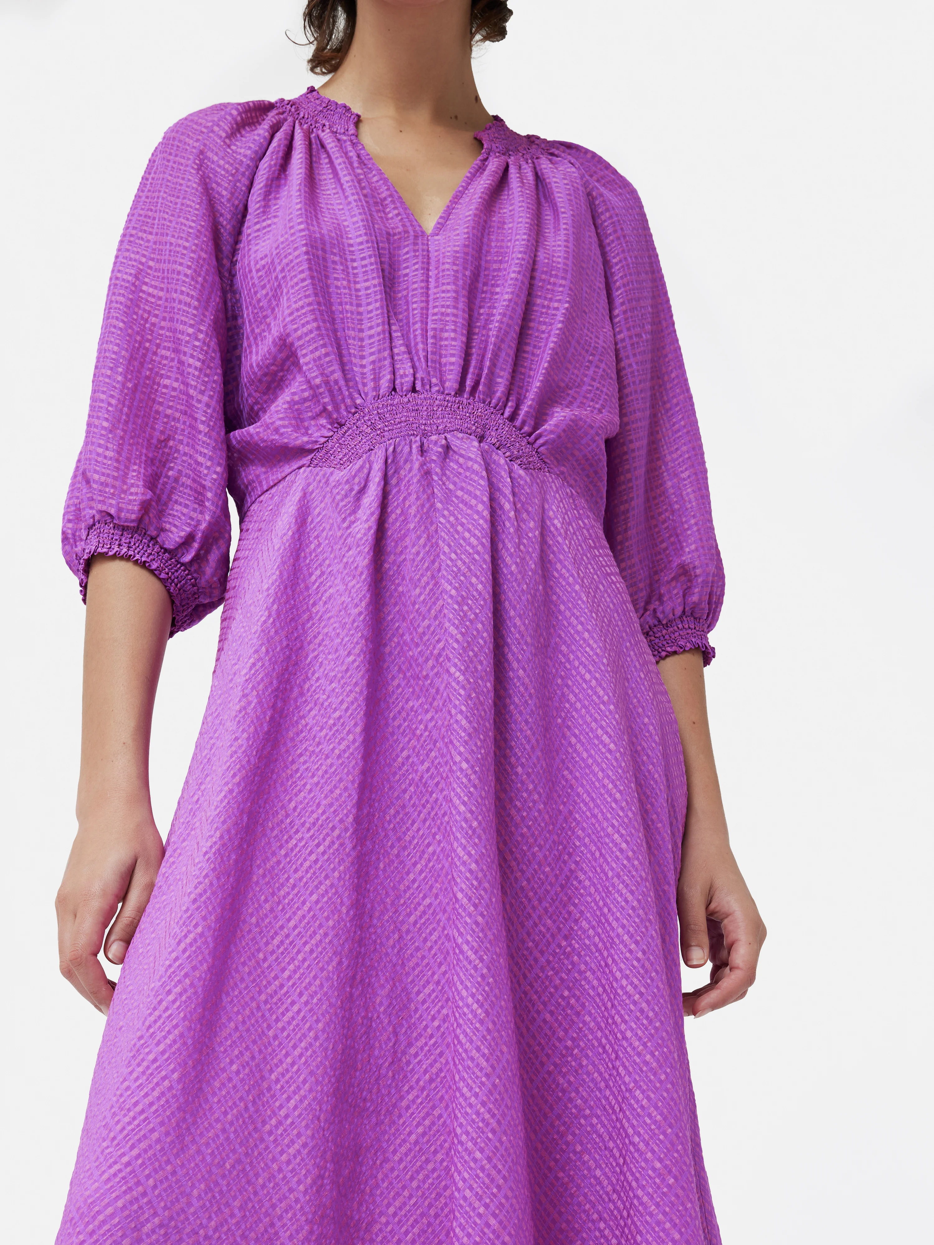 Silk Linen Gauze Midi Dress | Pink Orchid - Image 2
