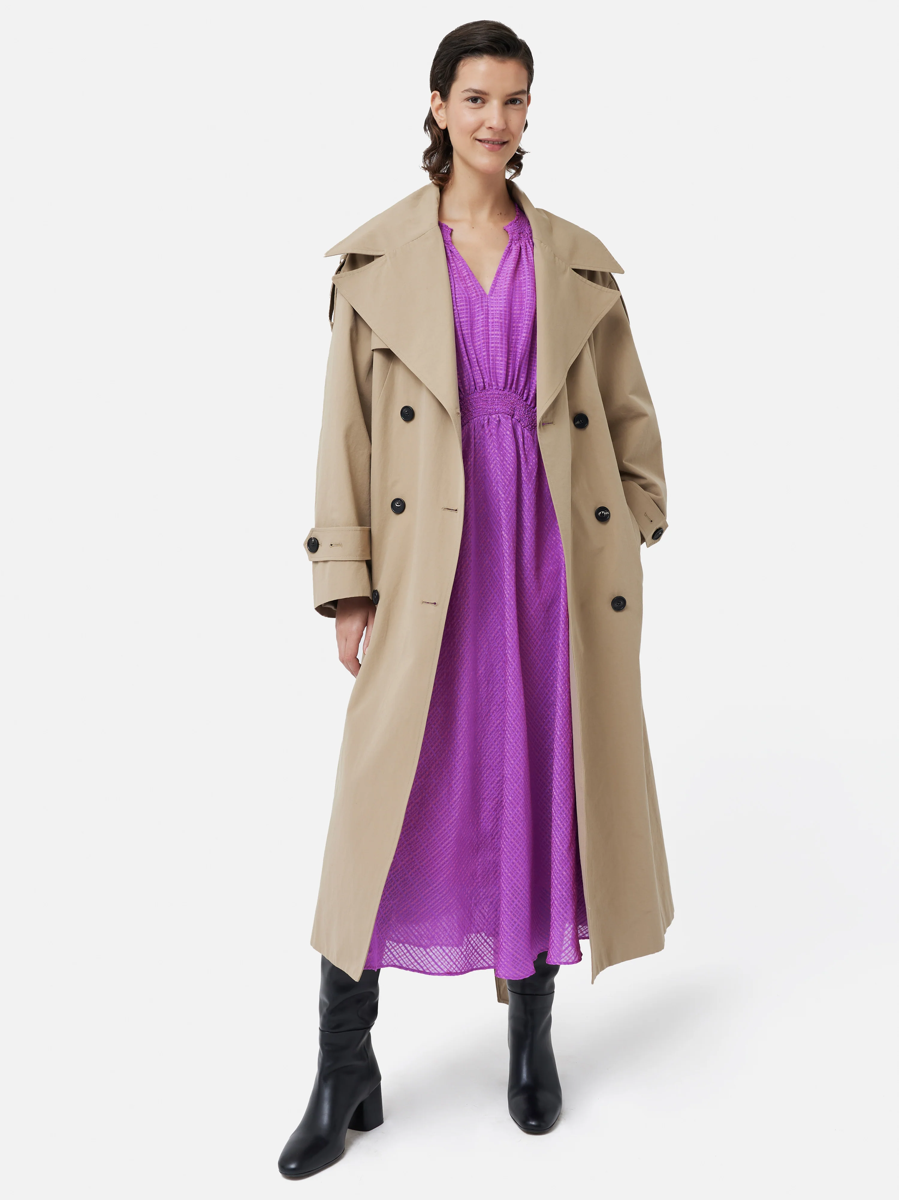 Silk Linen Gauze Midi Dress | Pink Orchid - Image 3