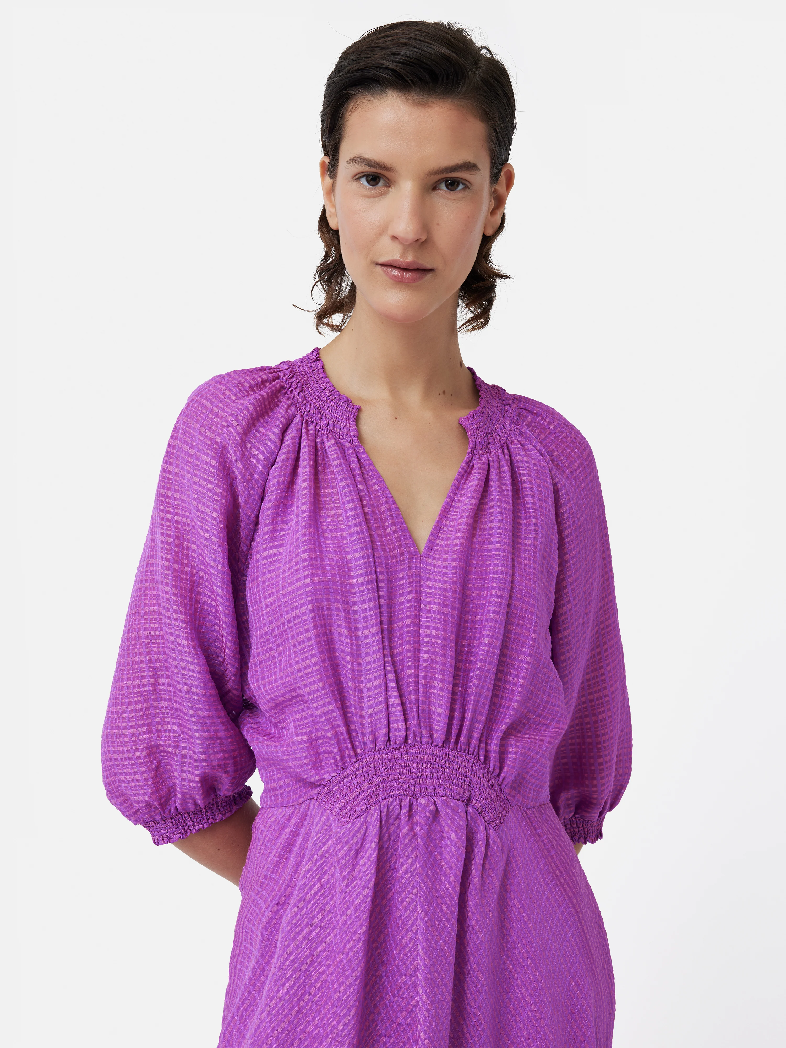 Silk Linen Gauze Midi Dress | Pink Orchid - Image 5