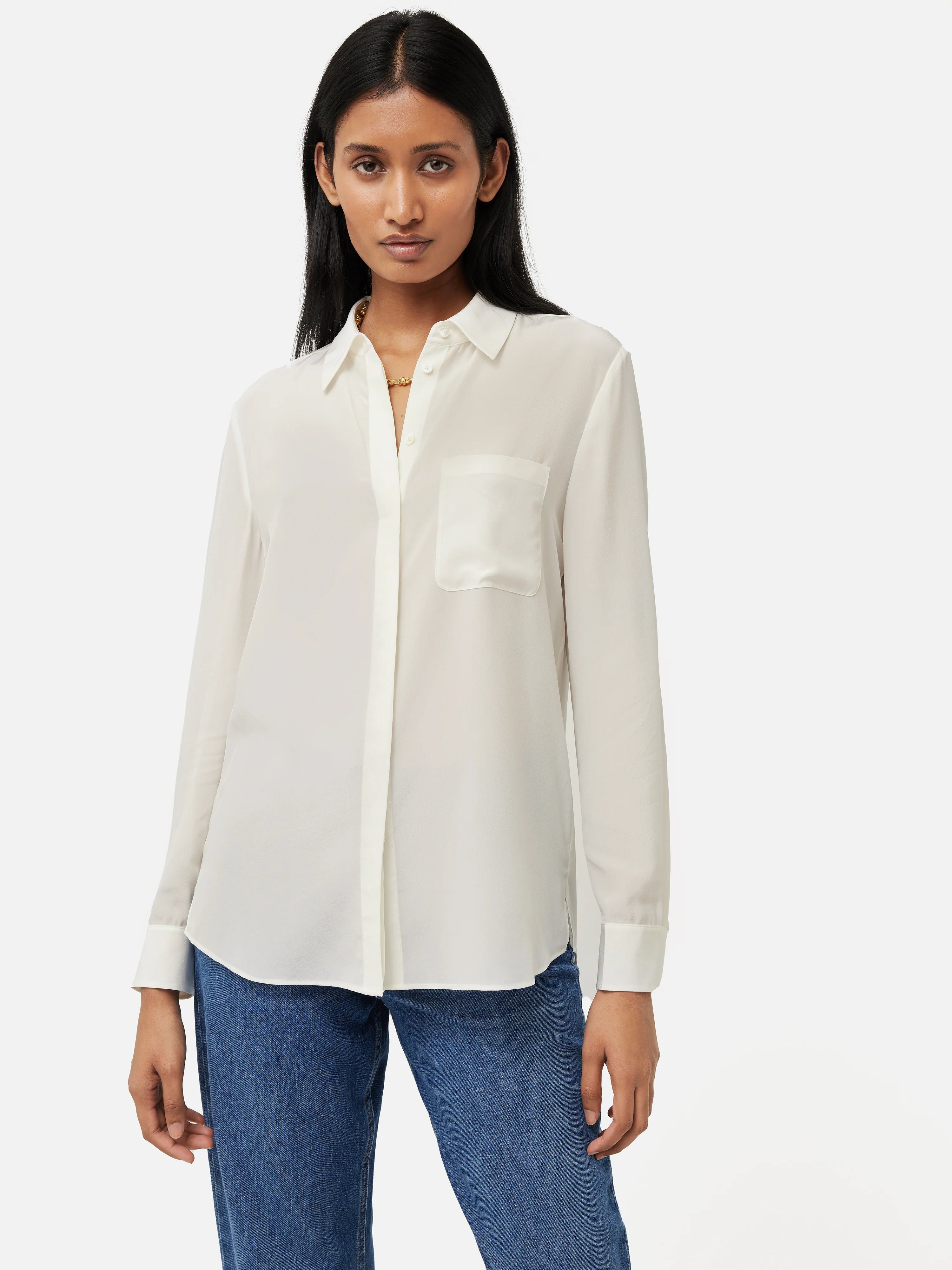 Silk Long Sleeve Shirt | Ivory - Image 4