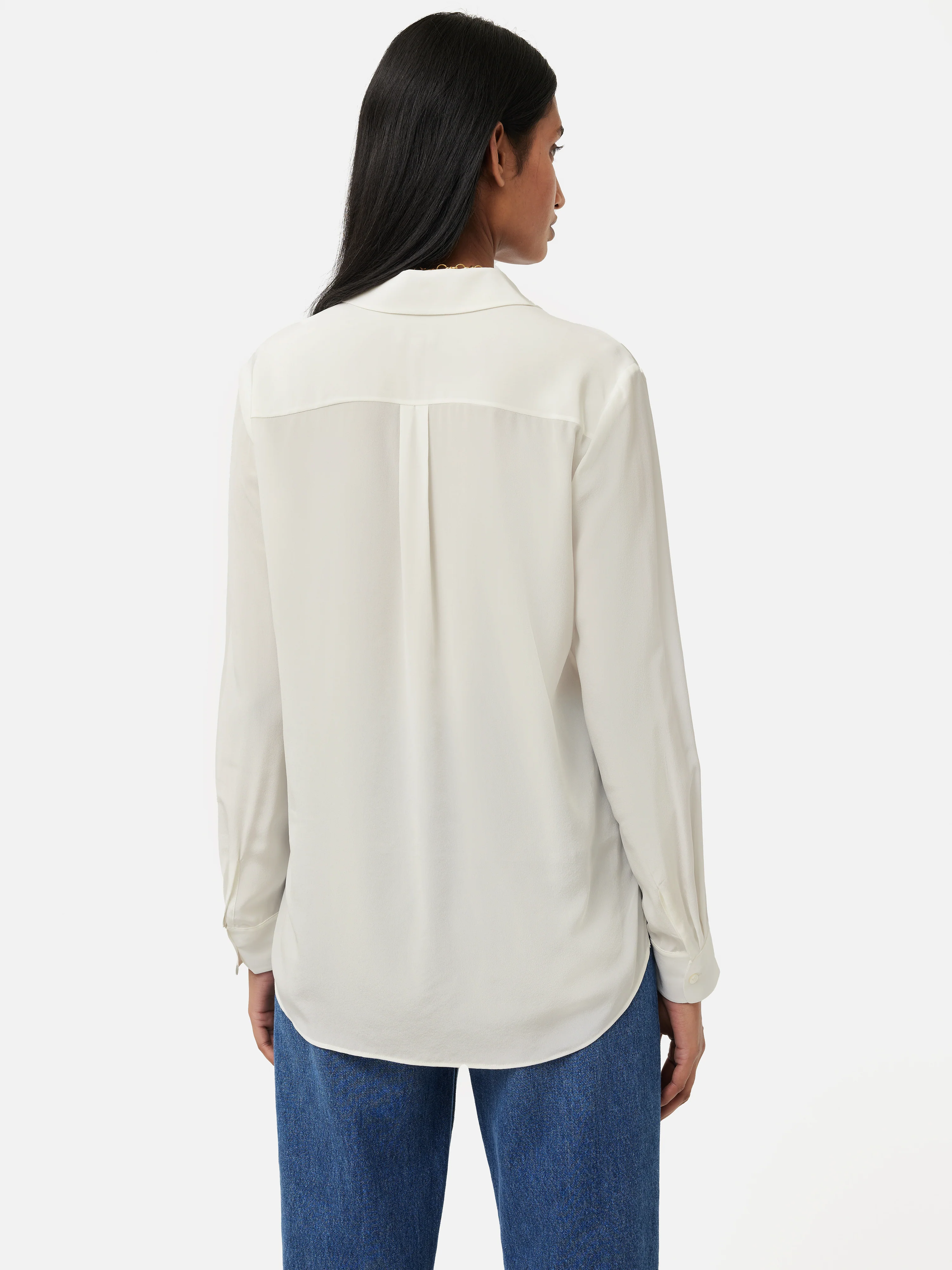 Silk Long Sleeve Shirt | Ivory - Image 5