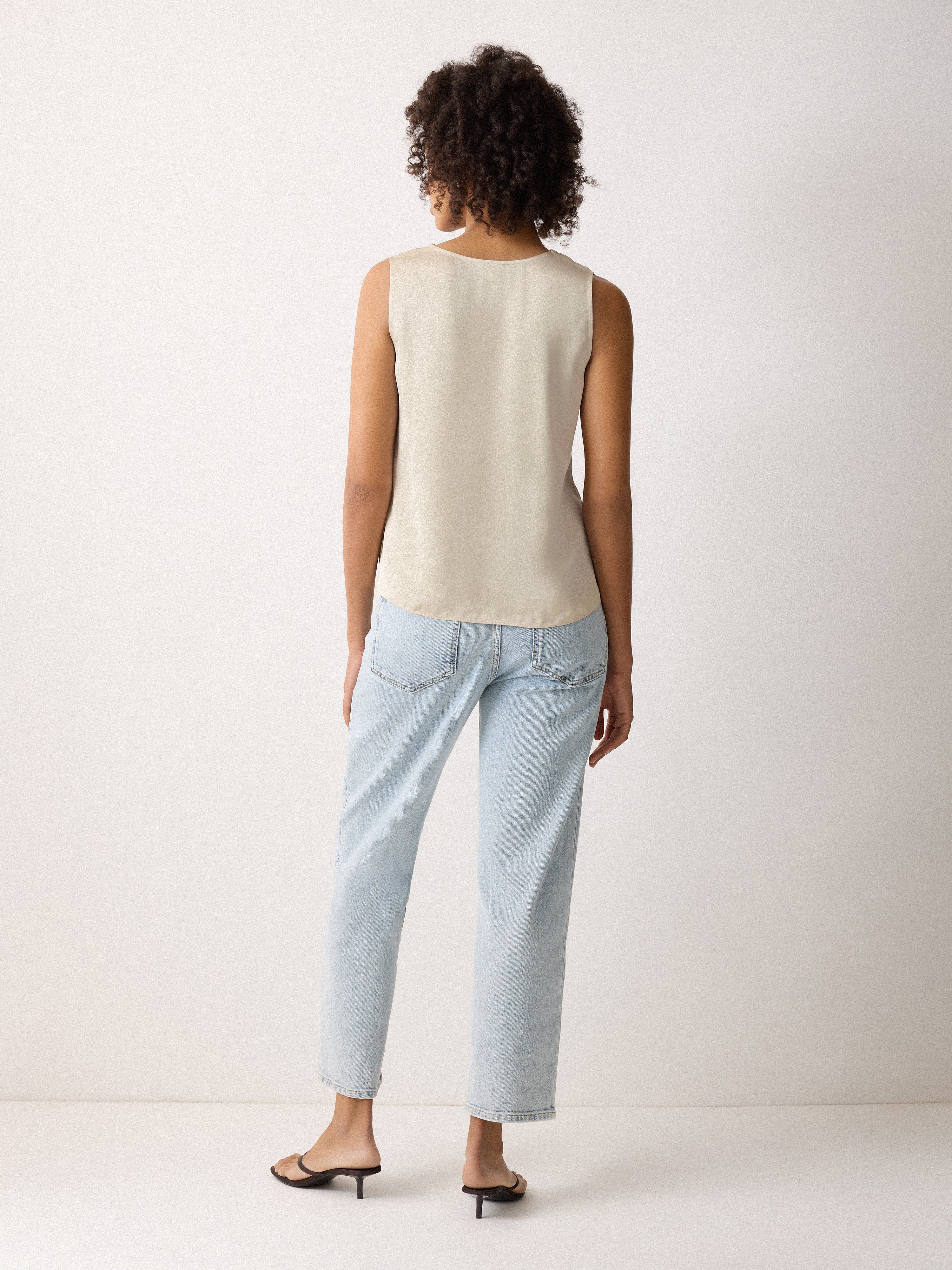 Silk Trim Drape Top | Cream - Image 4