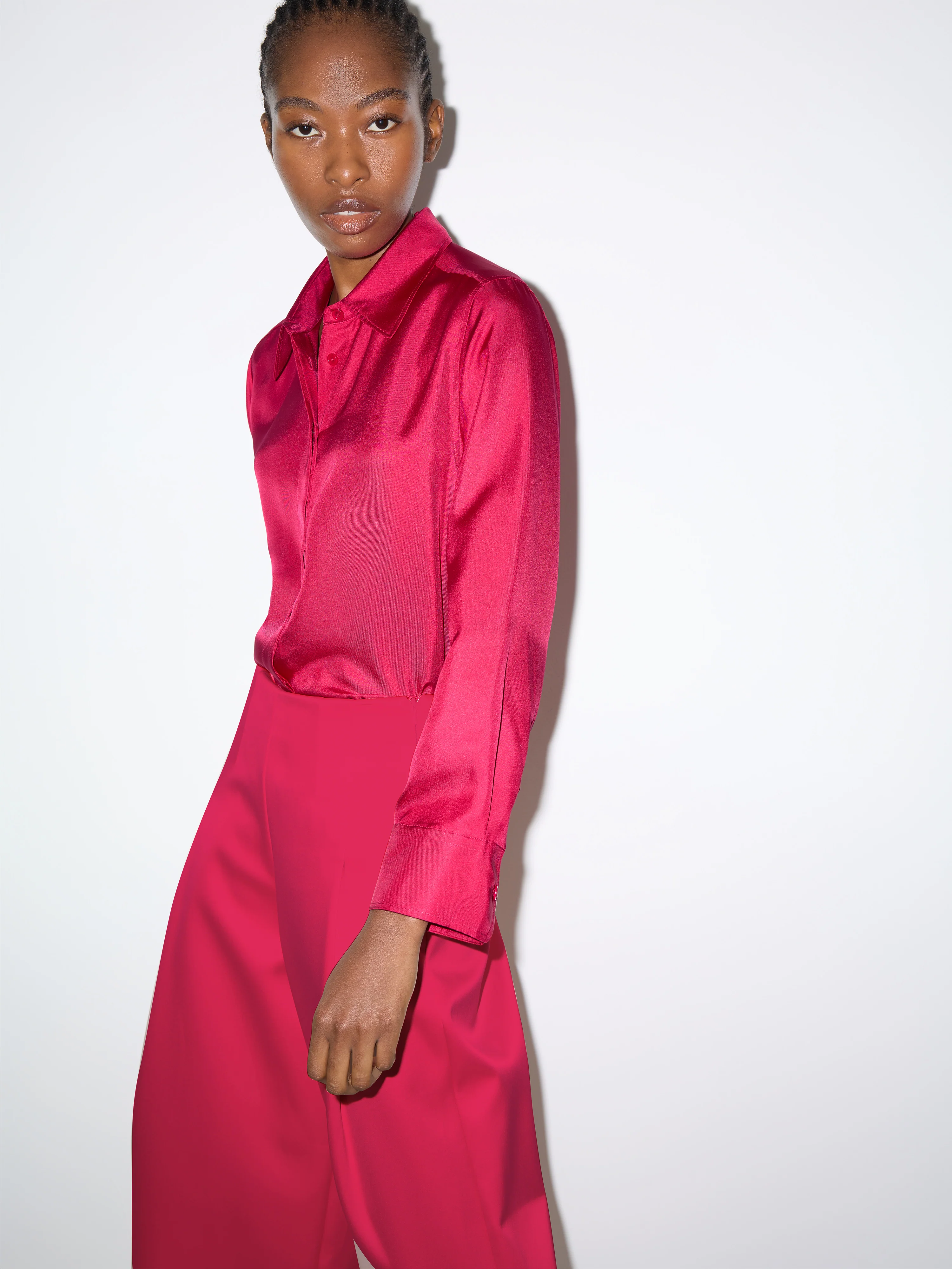 Silk Twill Classic Shirt | Pink - Image 3