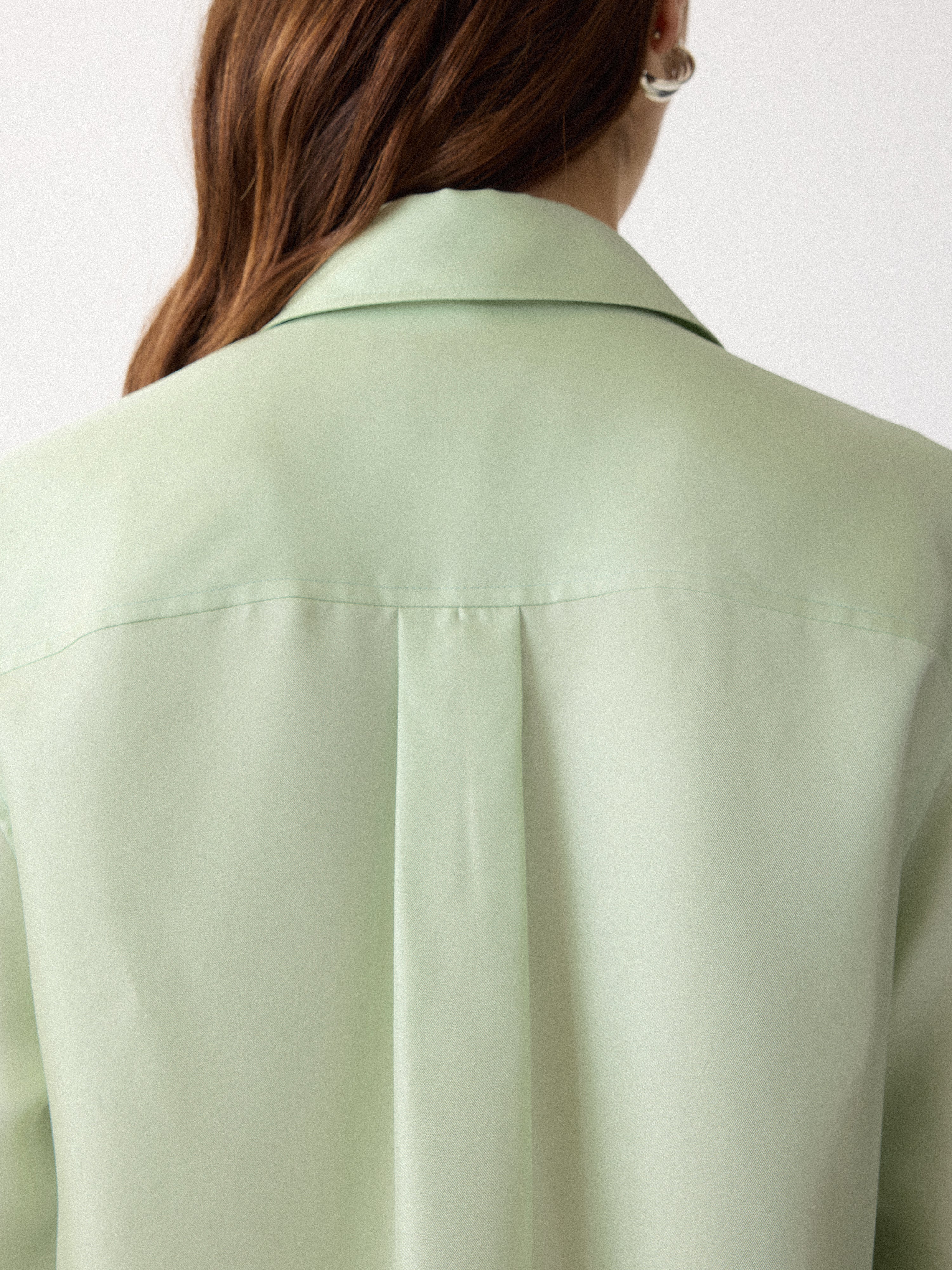 Silk Twill Shirt | Green - Image 6