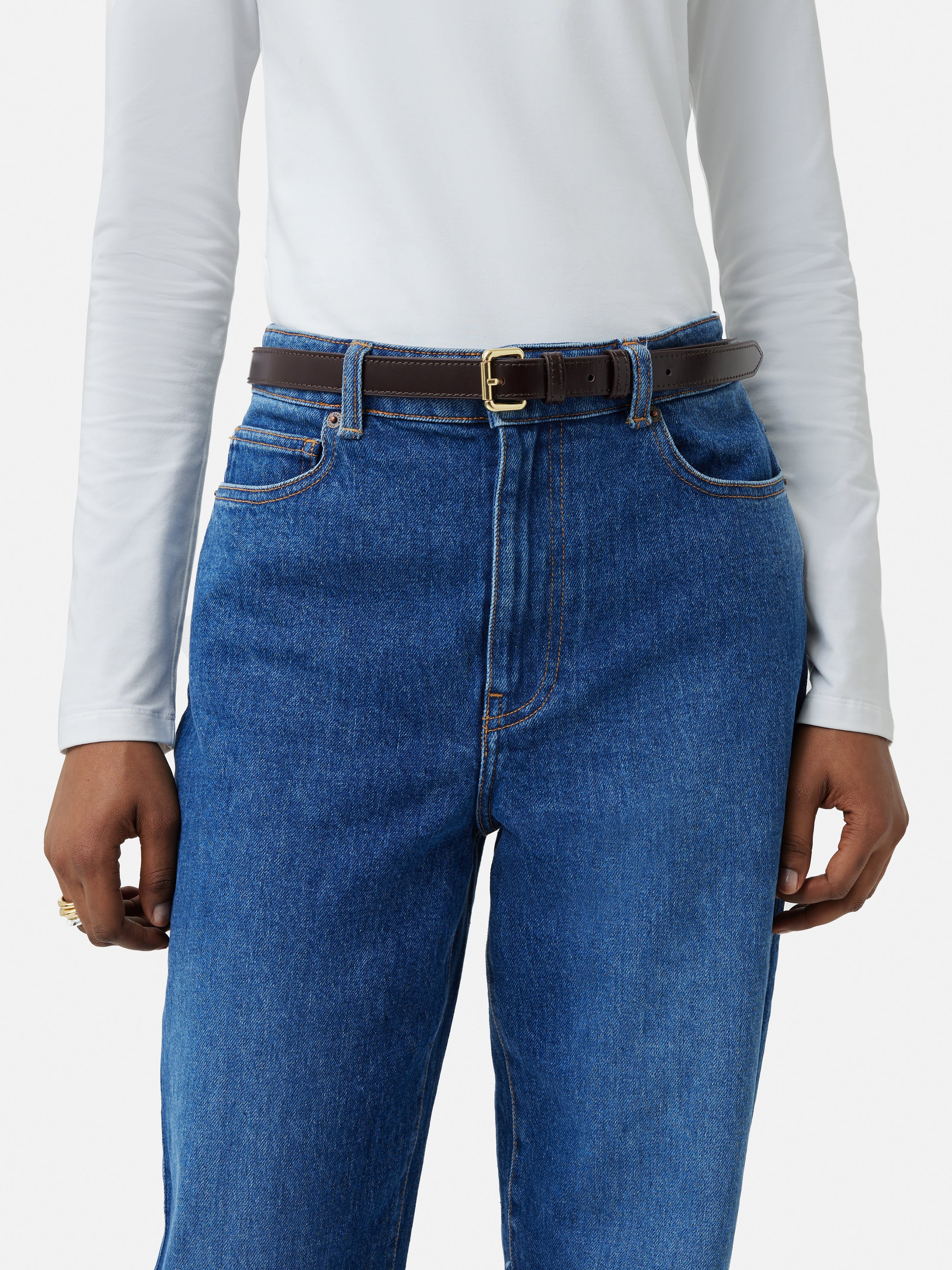 Skinny Leather Belt | Conker - Image 2