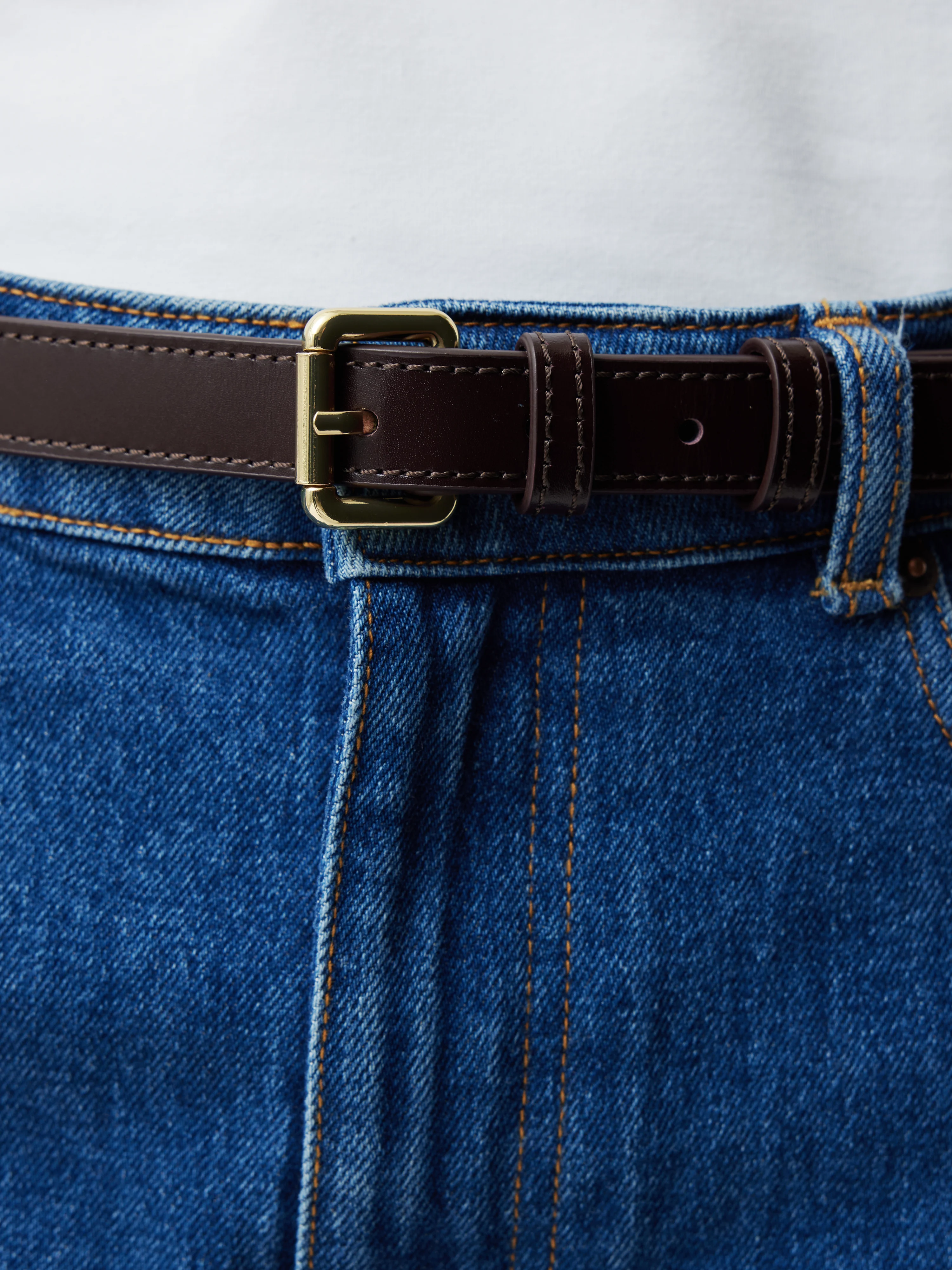 Skinny Leather Belt | Conker - Image 4