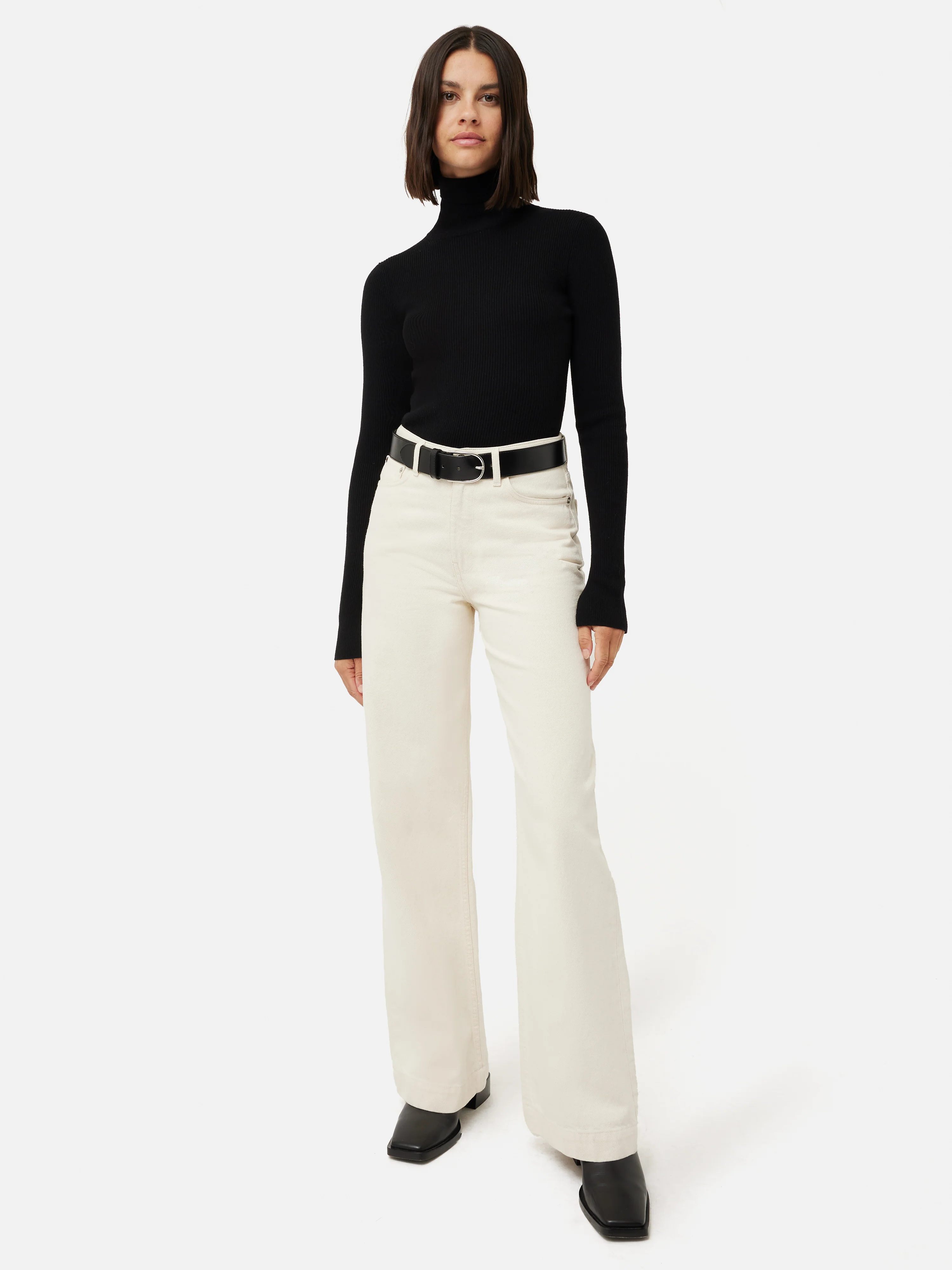 Slash Back Polo Neck Jumper | Black - Image 2