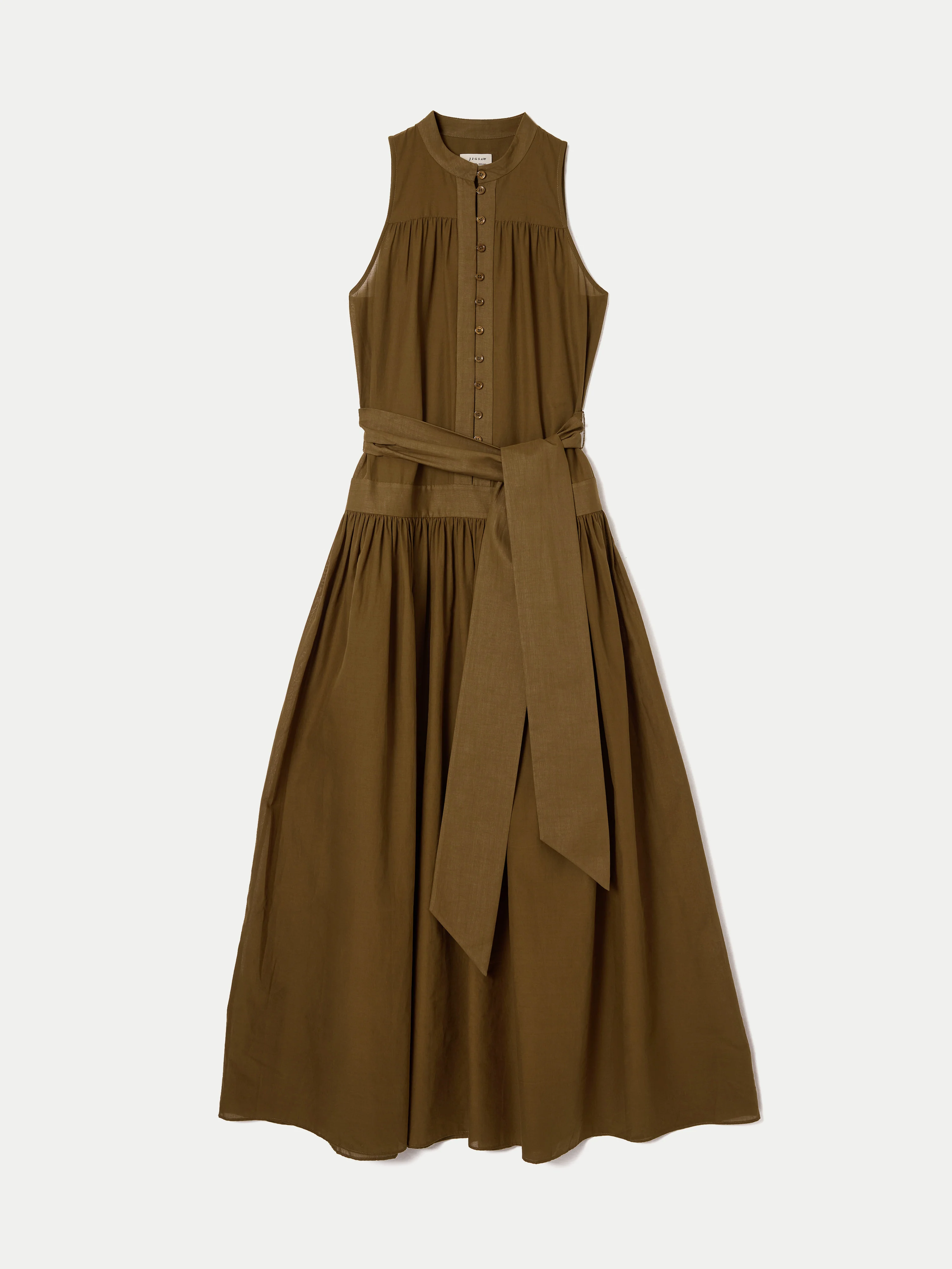 Sleeveless Cotton Maxi Dress | Brown - Image 7