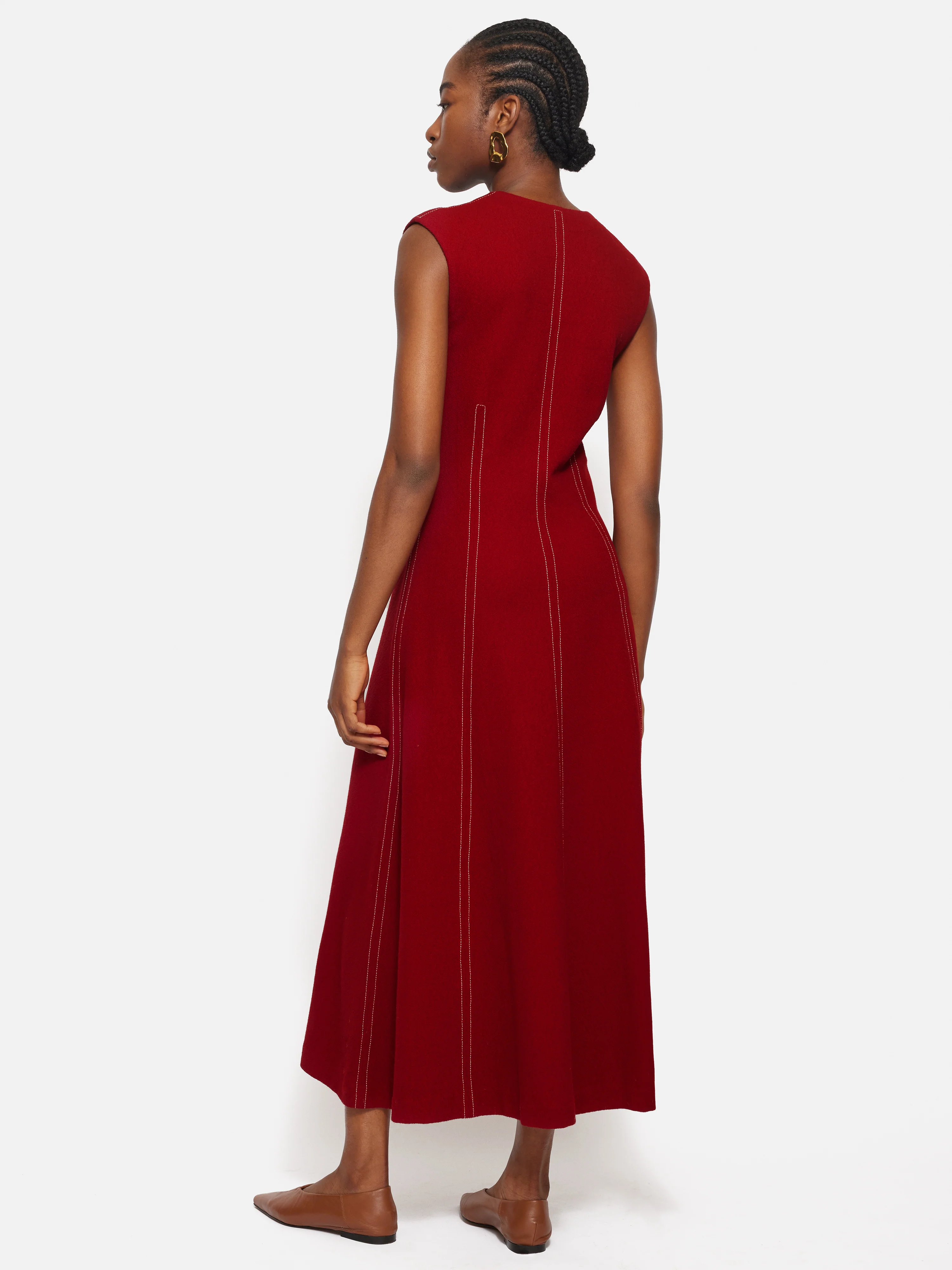 Sleeveless Stitched Dress | Red - Image 5