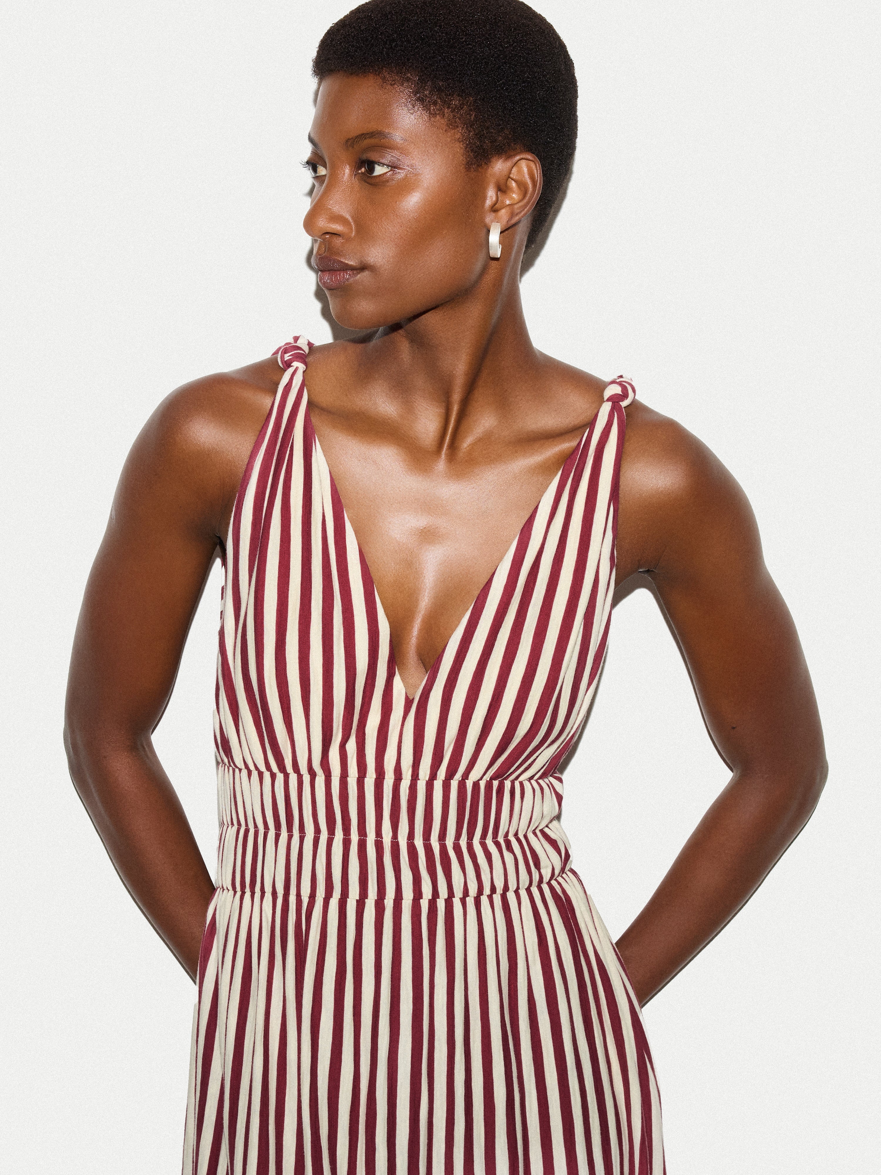 Slub Stripe Cotton Sundress | Mulberry - Image 3
