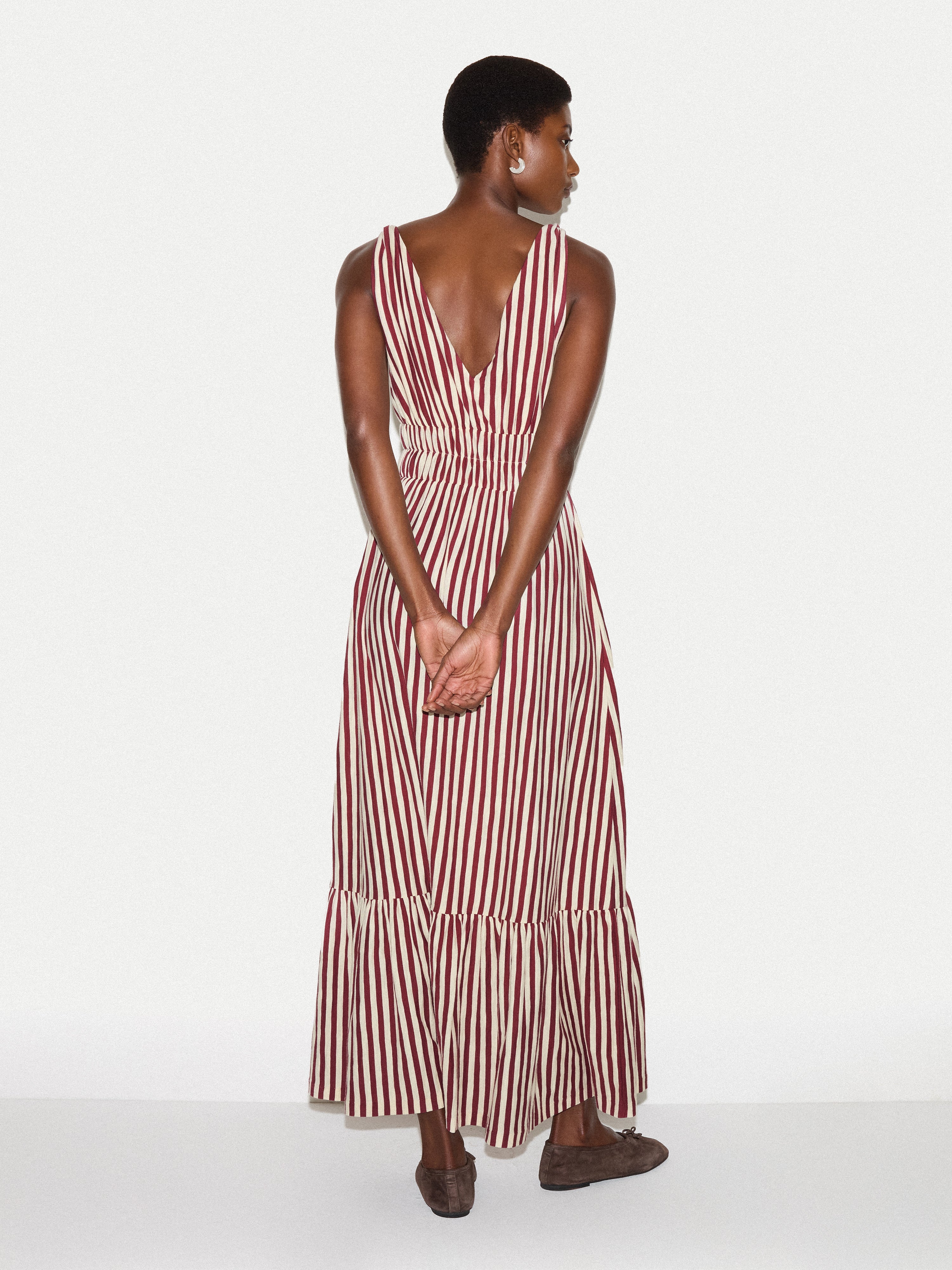 Slub Stripe Cotton Sundress | Mulberry - Image 5