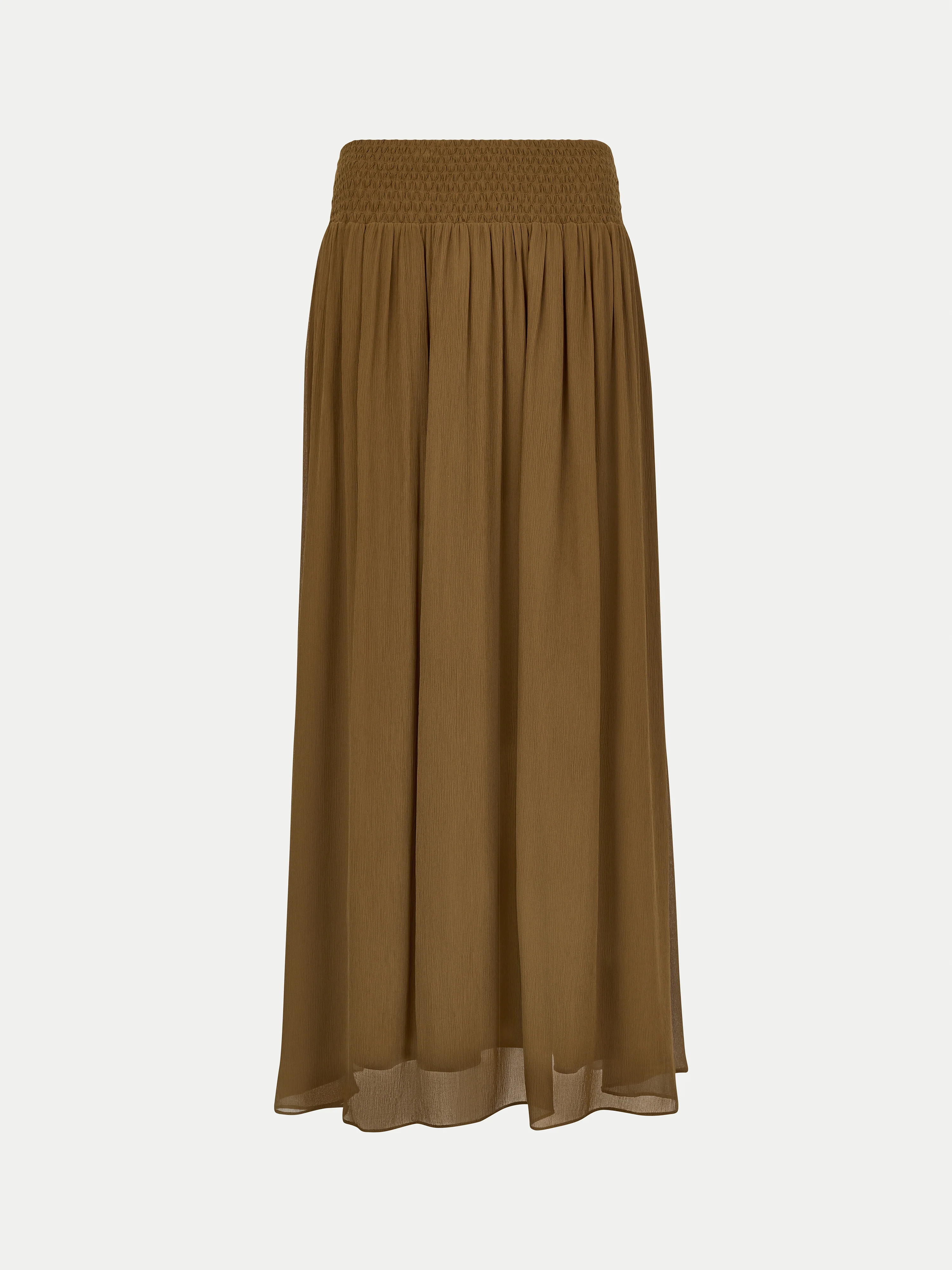 Smocking Chiffon Skirt | Brown - Image 6