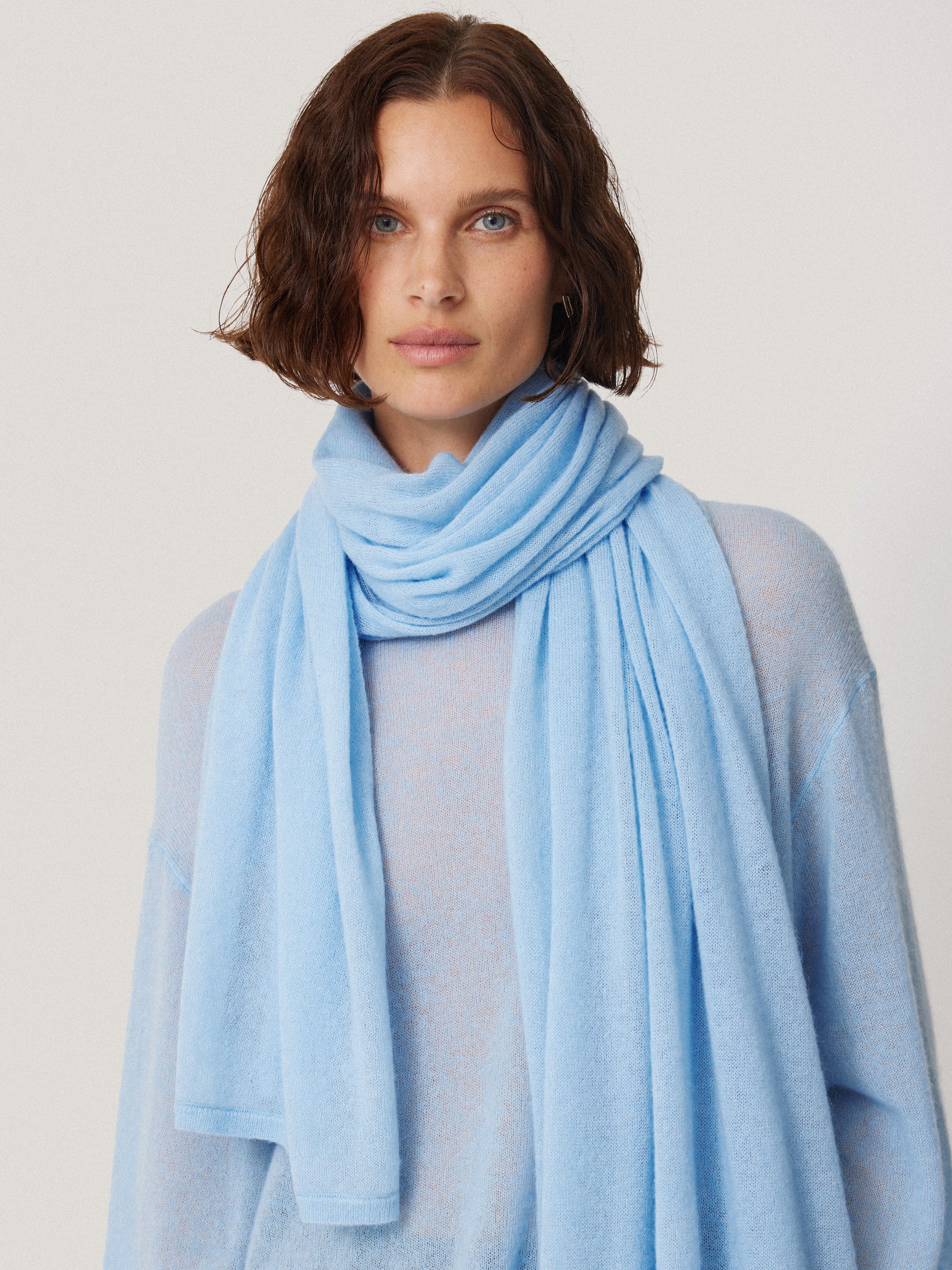 Soft Gauzy Knit Scarf | Blue - Image 2